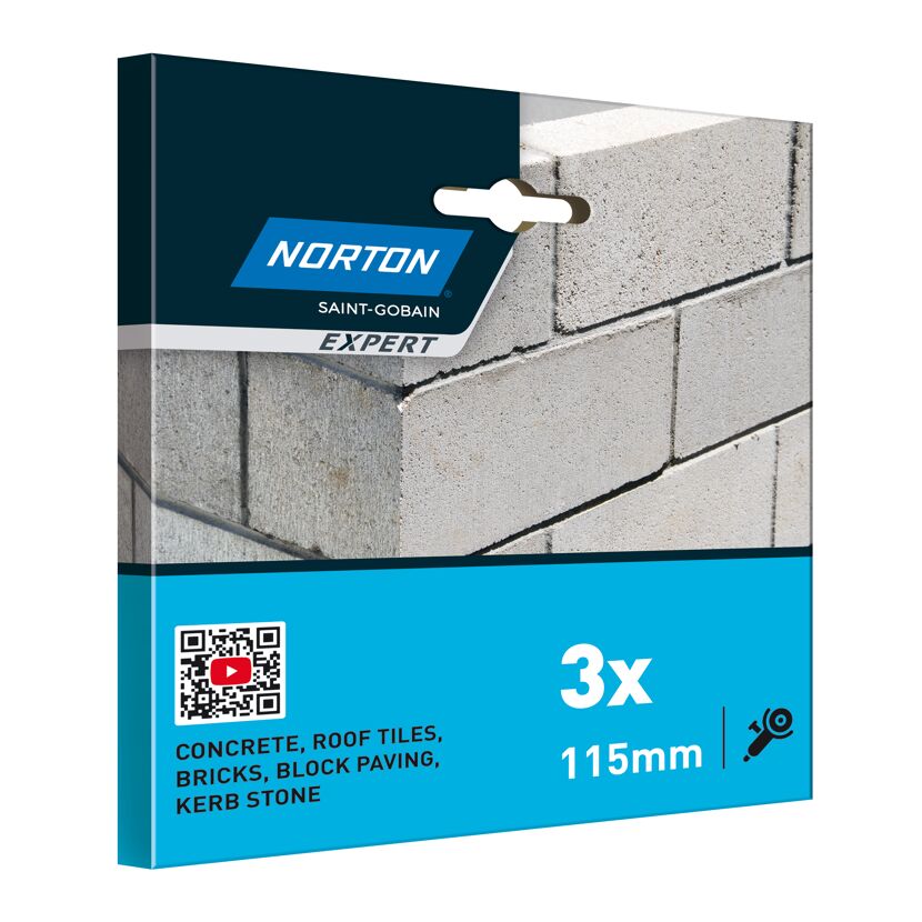 Norton Expert Diamant-Trennscheiben 3x 115 mm