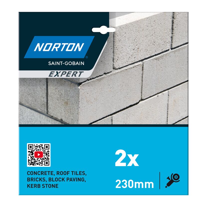Norton Expert Diamanttrennscheiben 2x 230 mm für Beton, Ziegel, Pflastersteine