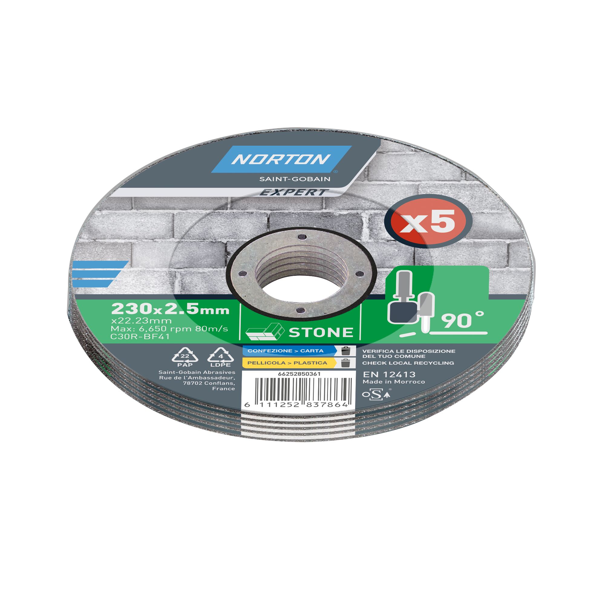 Fünf Norton Expert Trennscheiben für Stein
