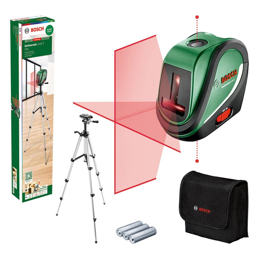 Kreuzlinienlaser-Set 'UniversalLevel 2' mit Stativ und Tasche
