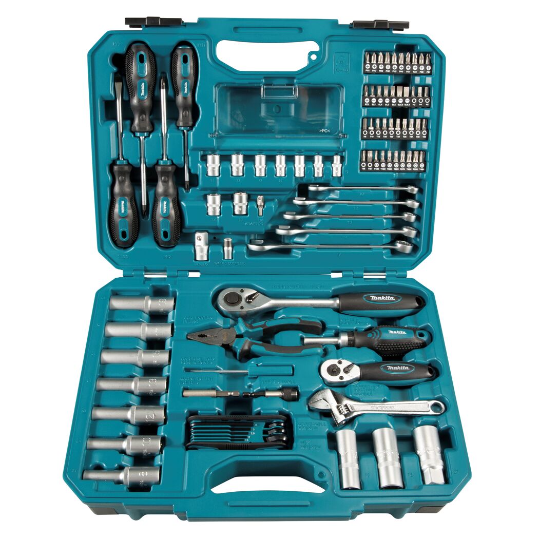 Werkzeugkoffer mit Schraubenschlüssel, Zange und Bits