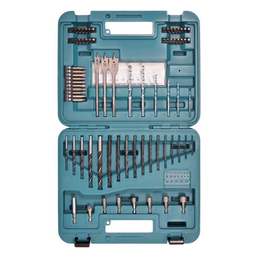 Bohrer und Bits in blauer Box