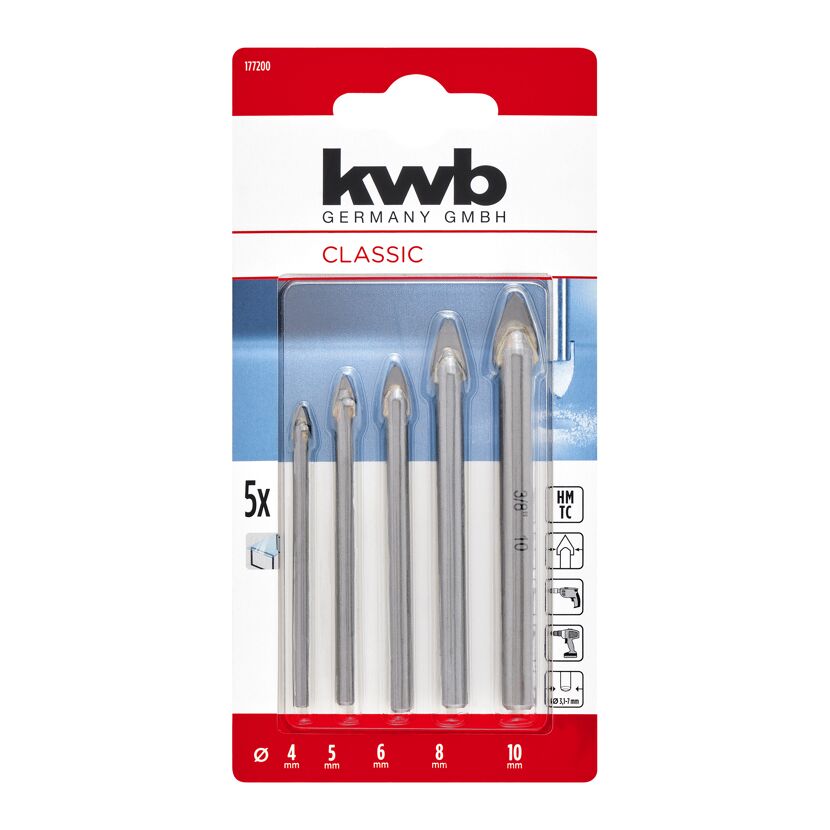 HM-Glasbohrer-Set Ø 4-10 mm 5-teilig