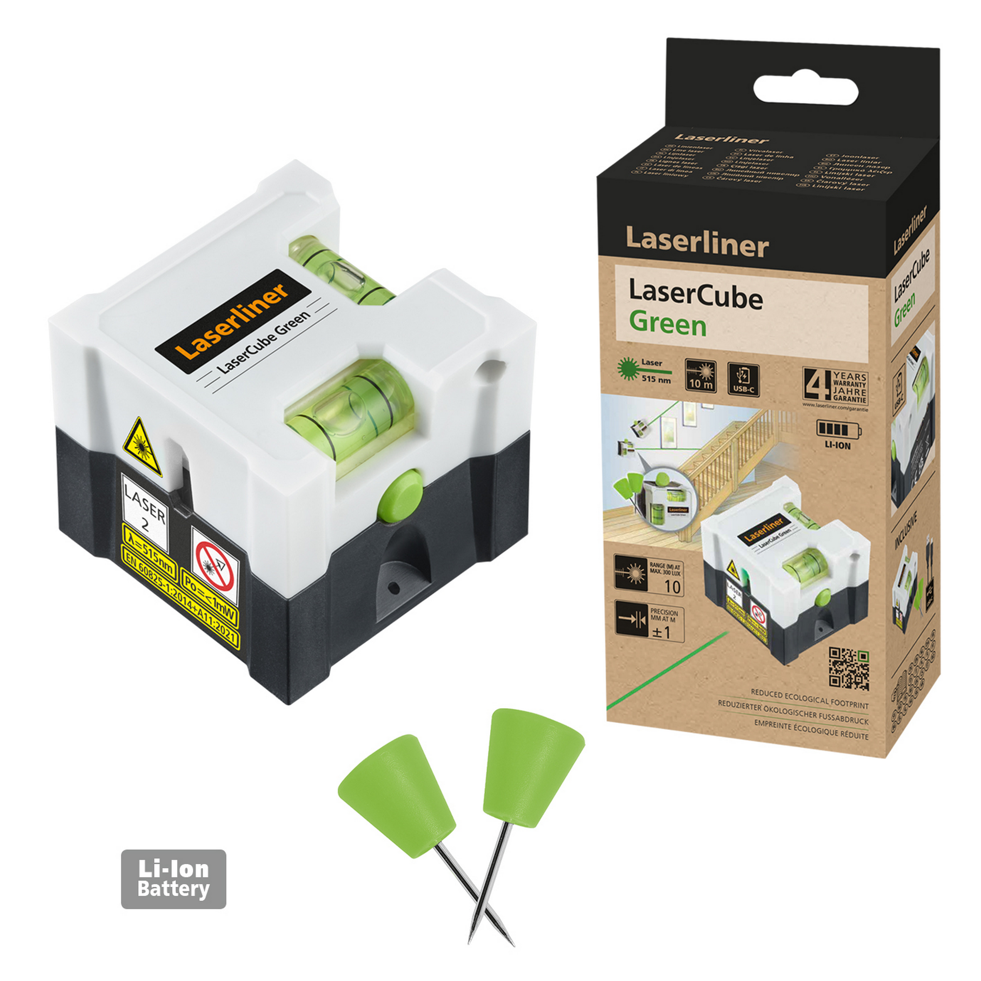 Akku-Linienlaser 'LaserCube green' inklusive Akku und USB-Kabel + product picture