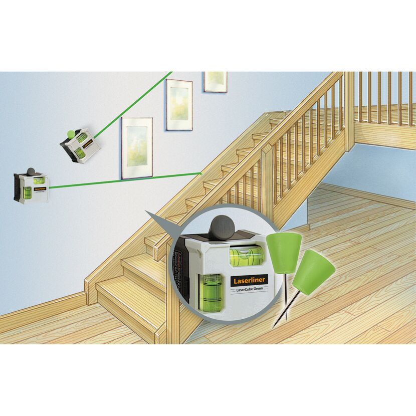 Kreuzlinienlaser auf Treppe