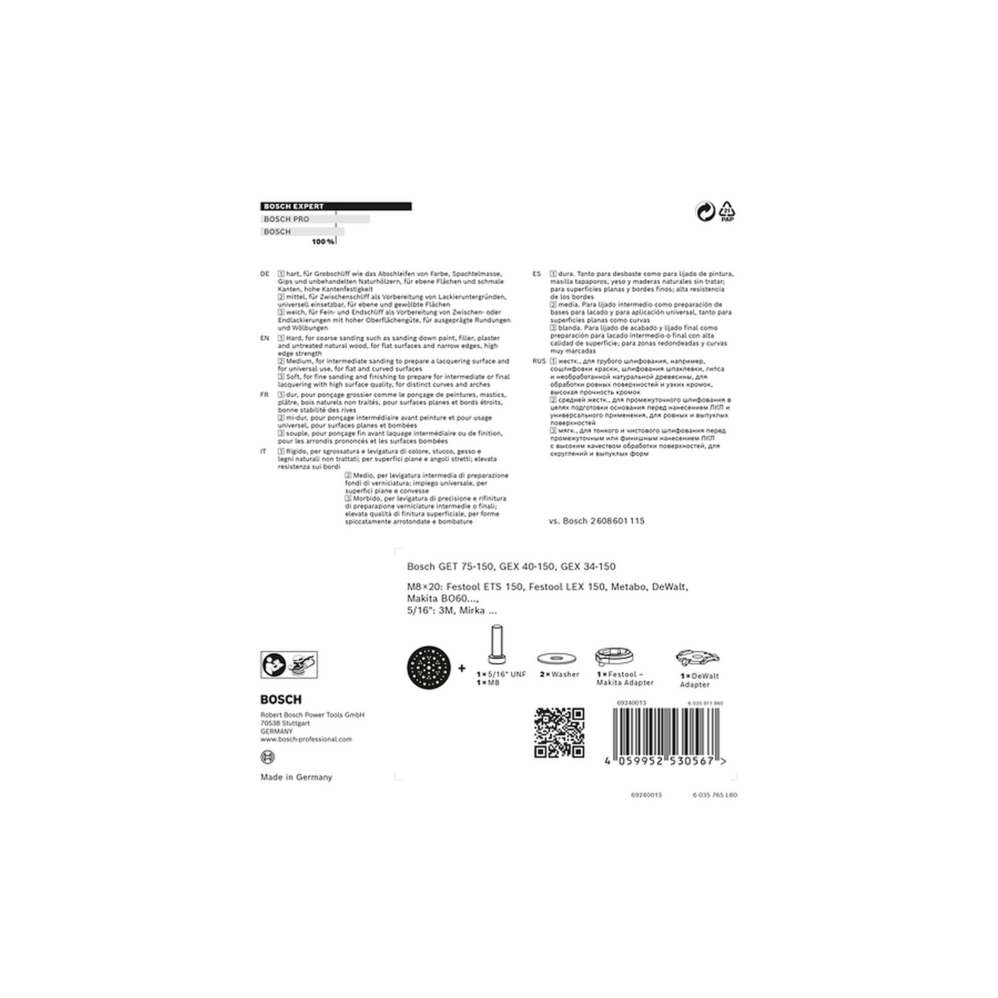 Schleifblatt-Set mit Adaptern