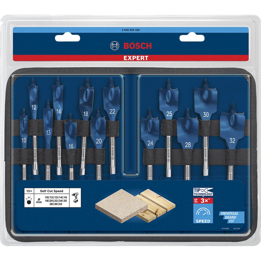 Flachfräsbohrer-Set 'Expert Self Cut Speed' Ø 10-32 mm 13-teilig