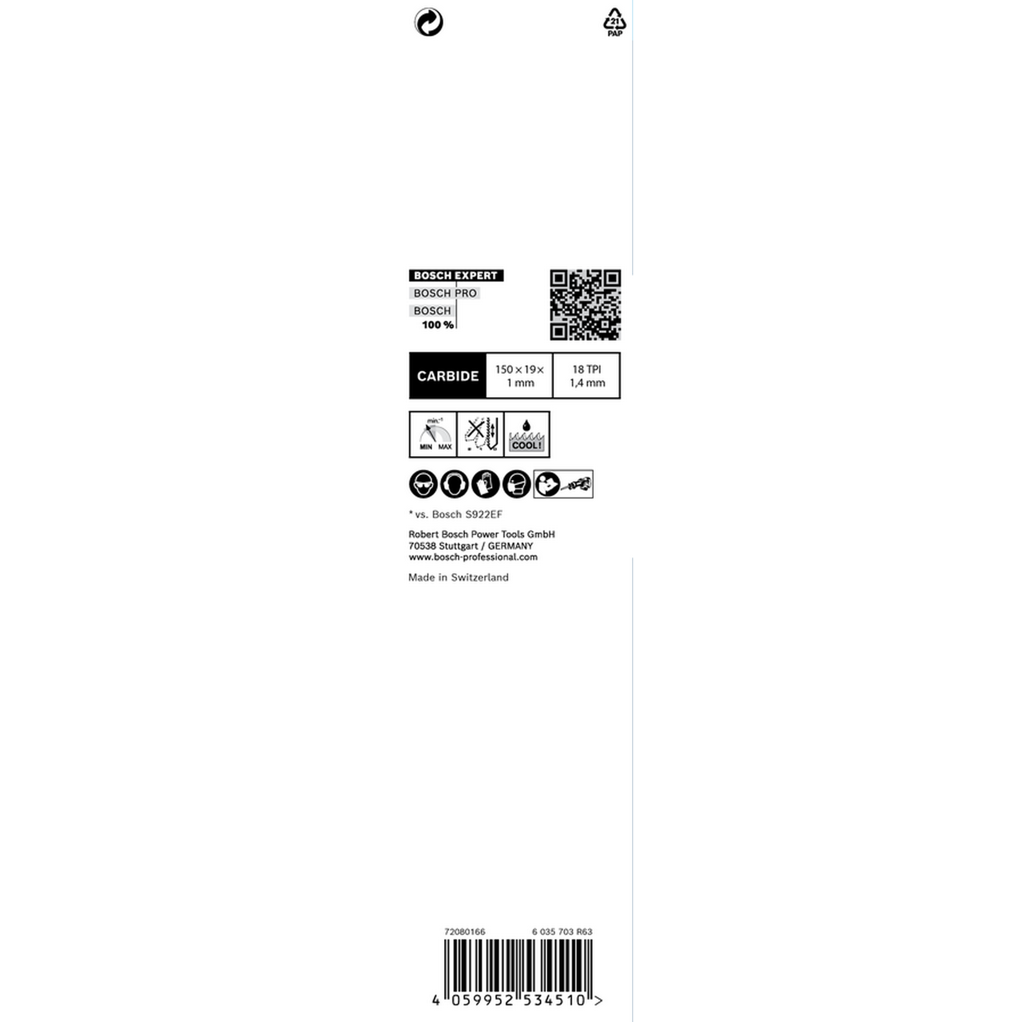 Säbelsägeblatt 'Expert Thin Tough Metal S922 EHM' 150 mm, 3 Stück
