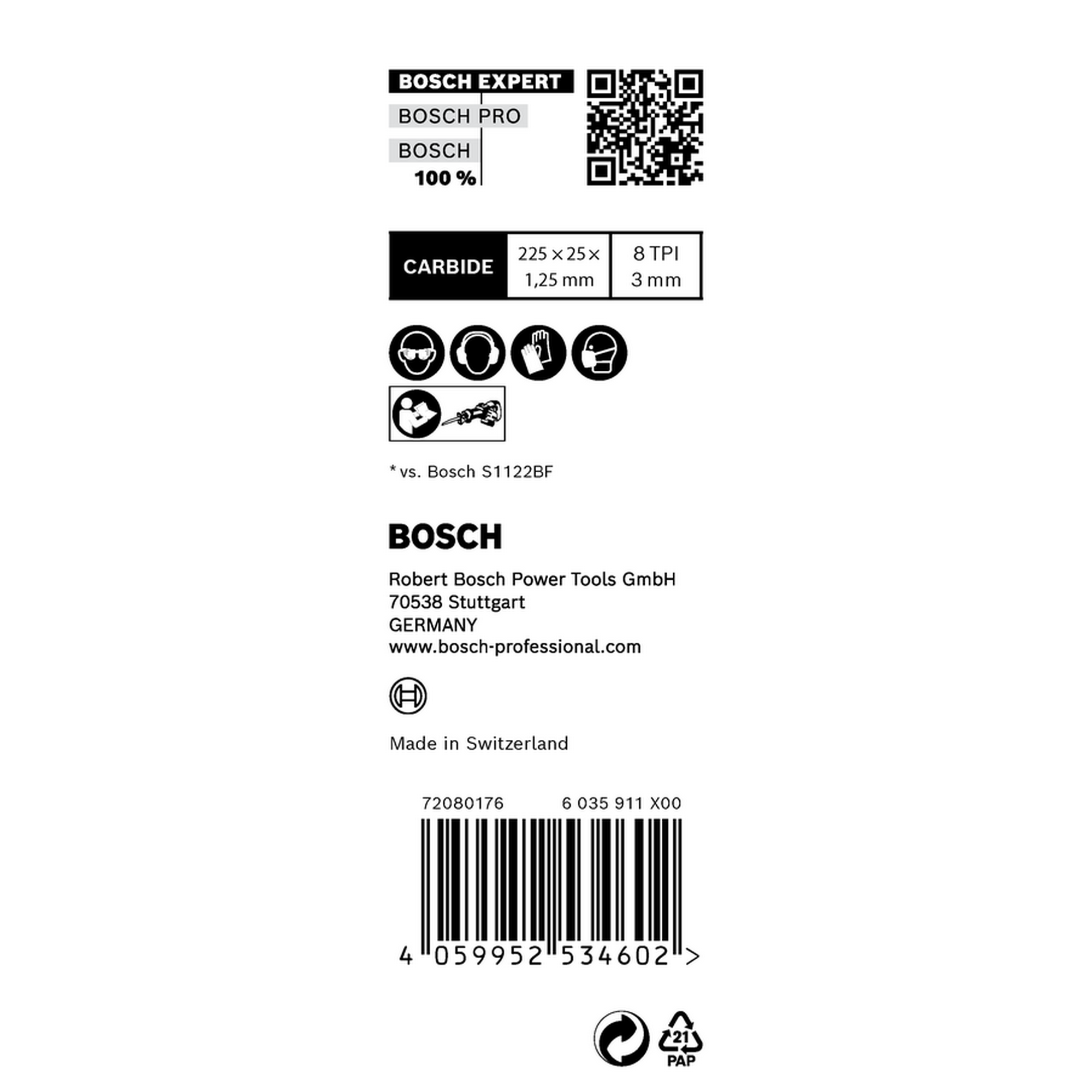 Säbelsägeblatt 'Expert Thick Tough Metal S1155 CHC' 225 mm, 10 Stück