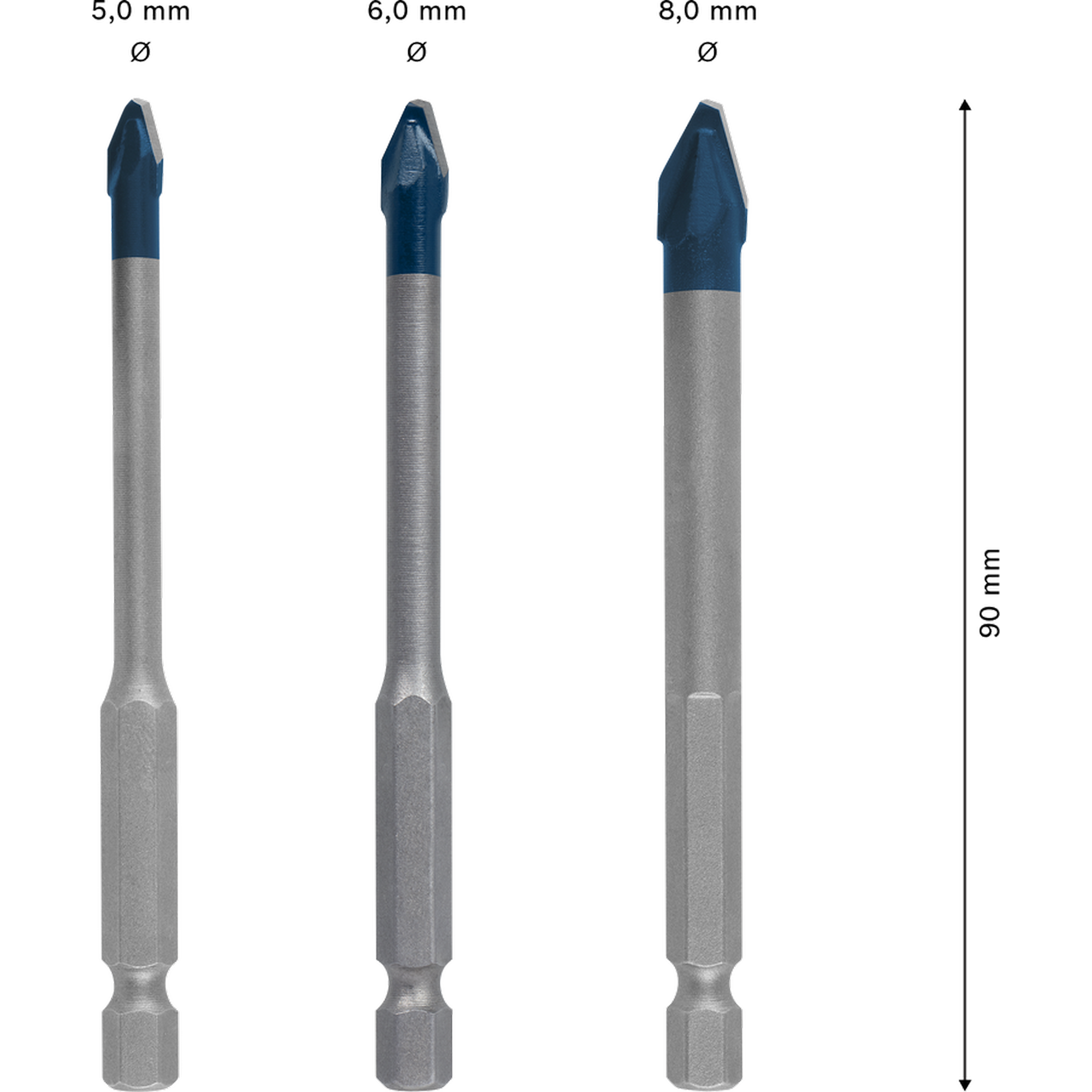 Bohrer-Set 'EXPERT HardCeramic HEX-9' Ø 5-8 mm 3-teilig