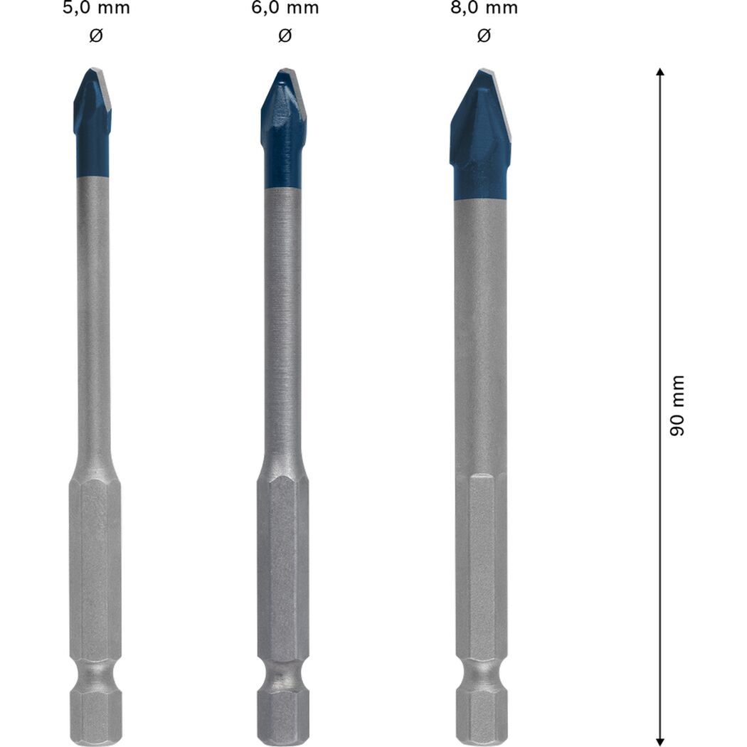 Bohrer-Set 'EXPERT HardCeramic HEX-9' Ø 5-8 mm 3-teilig