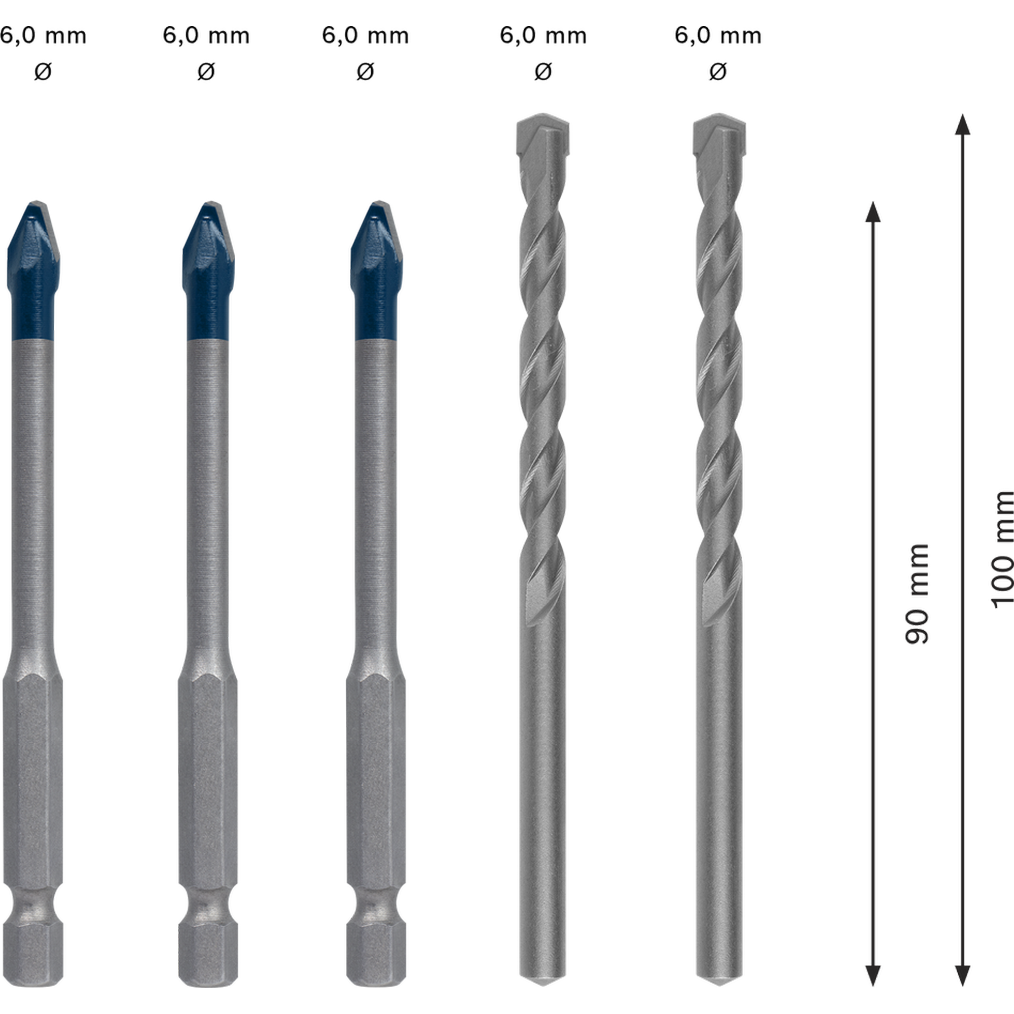 Bohrer Mixed Set 'EXPERT HEX-9 HardCeramic' Ø 6 mm 5-teilig