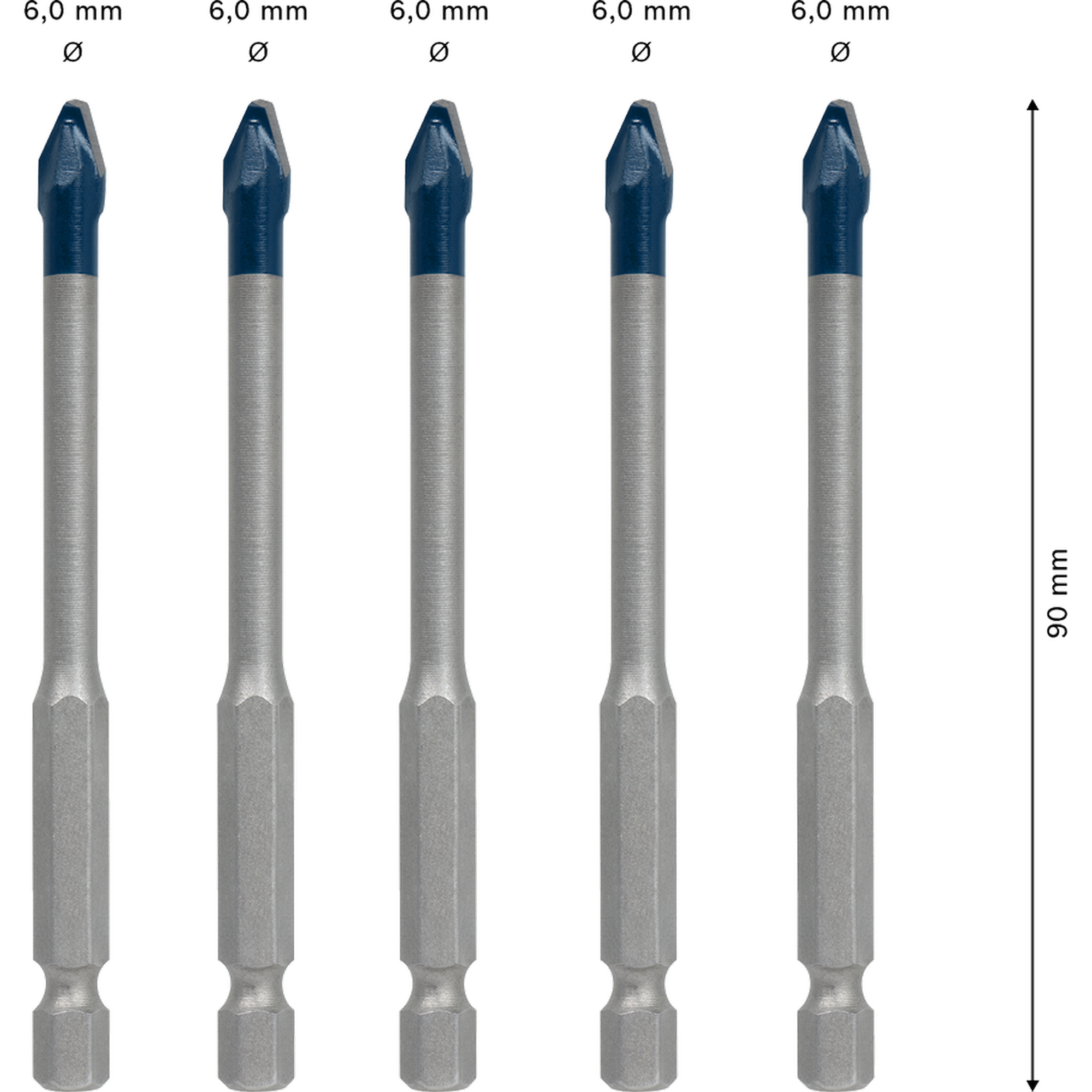 Dachziegel-Bohrer-Set 'EXPERT HEX-9 HardCeramic' Ø 6 mm 5-teilig