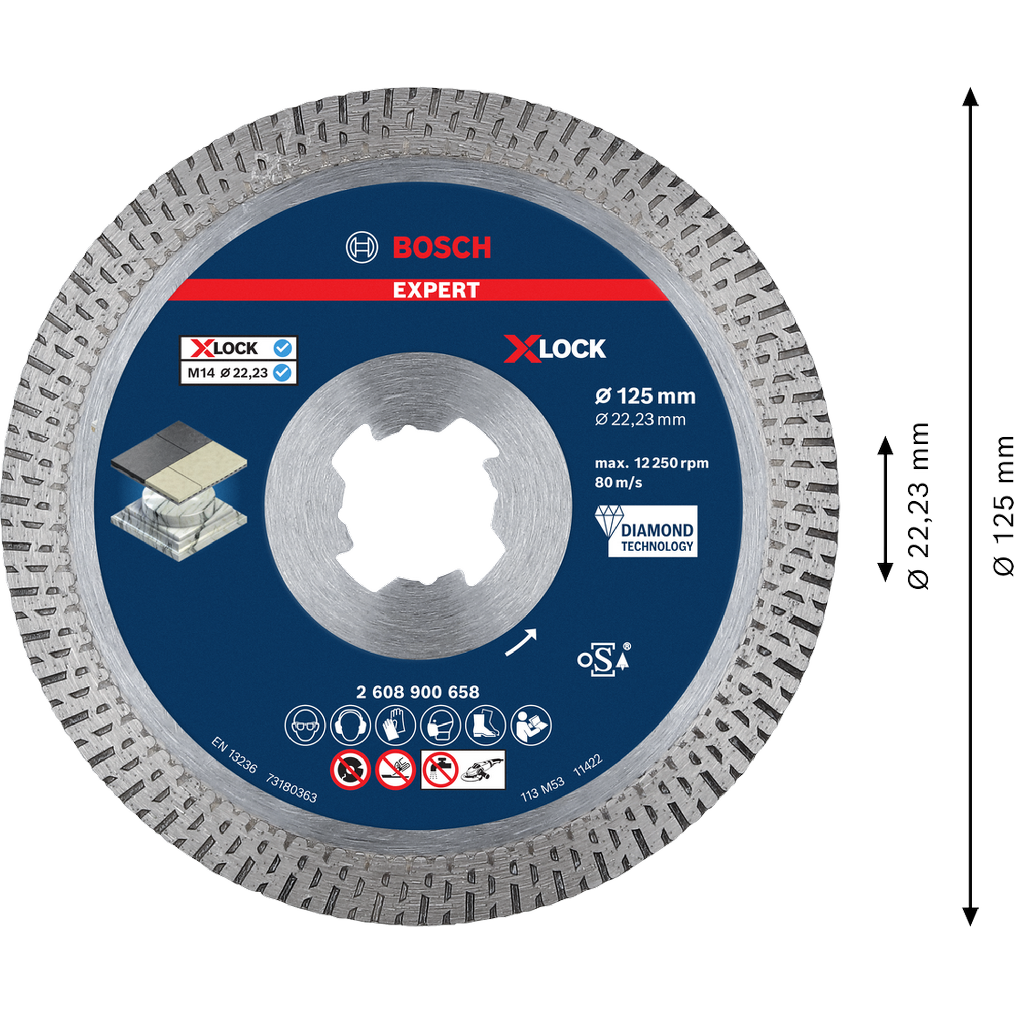 Diamanttrennscheibe 'EXPERT HardCeramic X-LOCK' Ø 125 mm