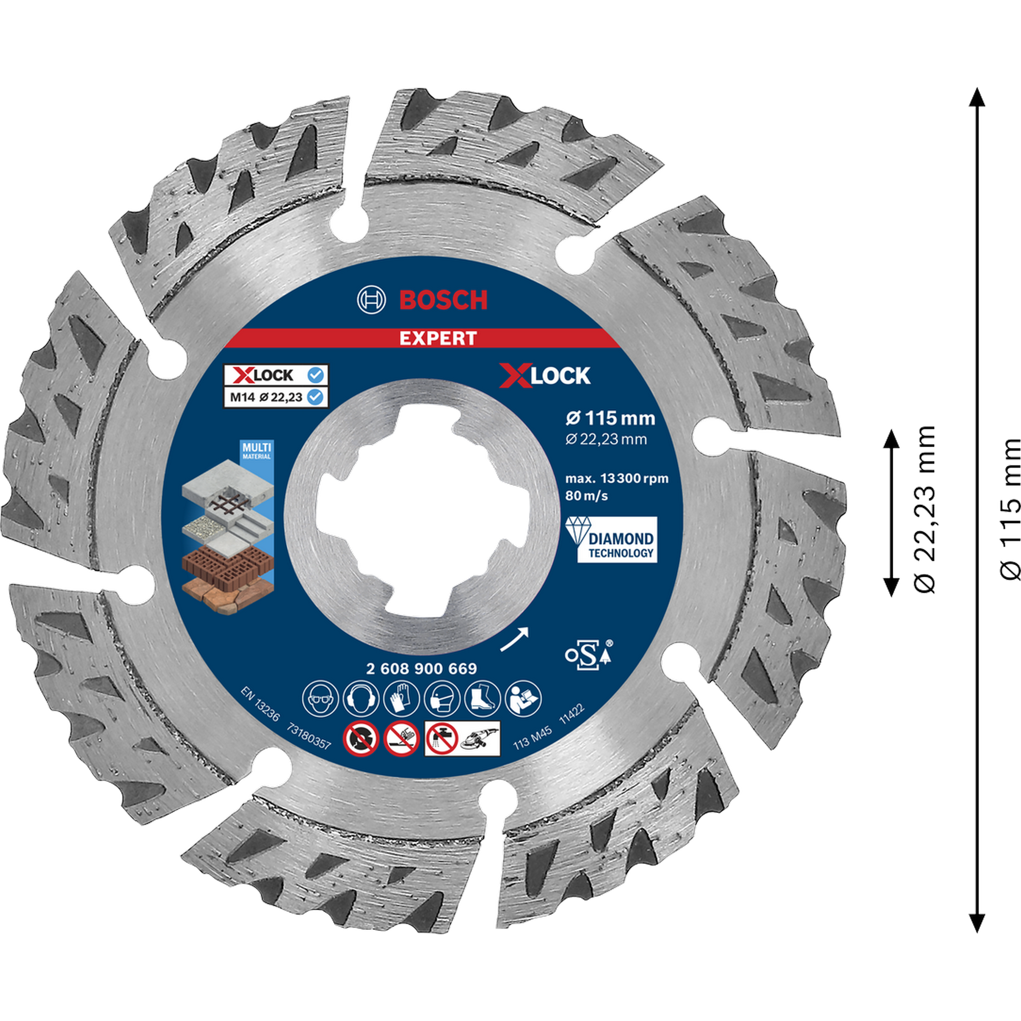 Diamanttrennscheibe 'EXPERT MultiMaterial X-LOCK' Ø 115 mm