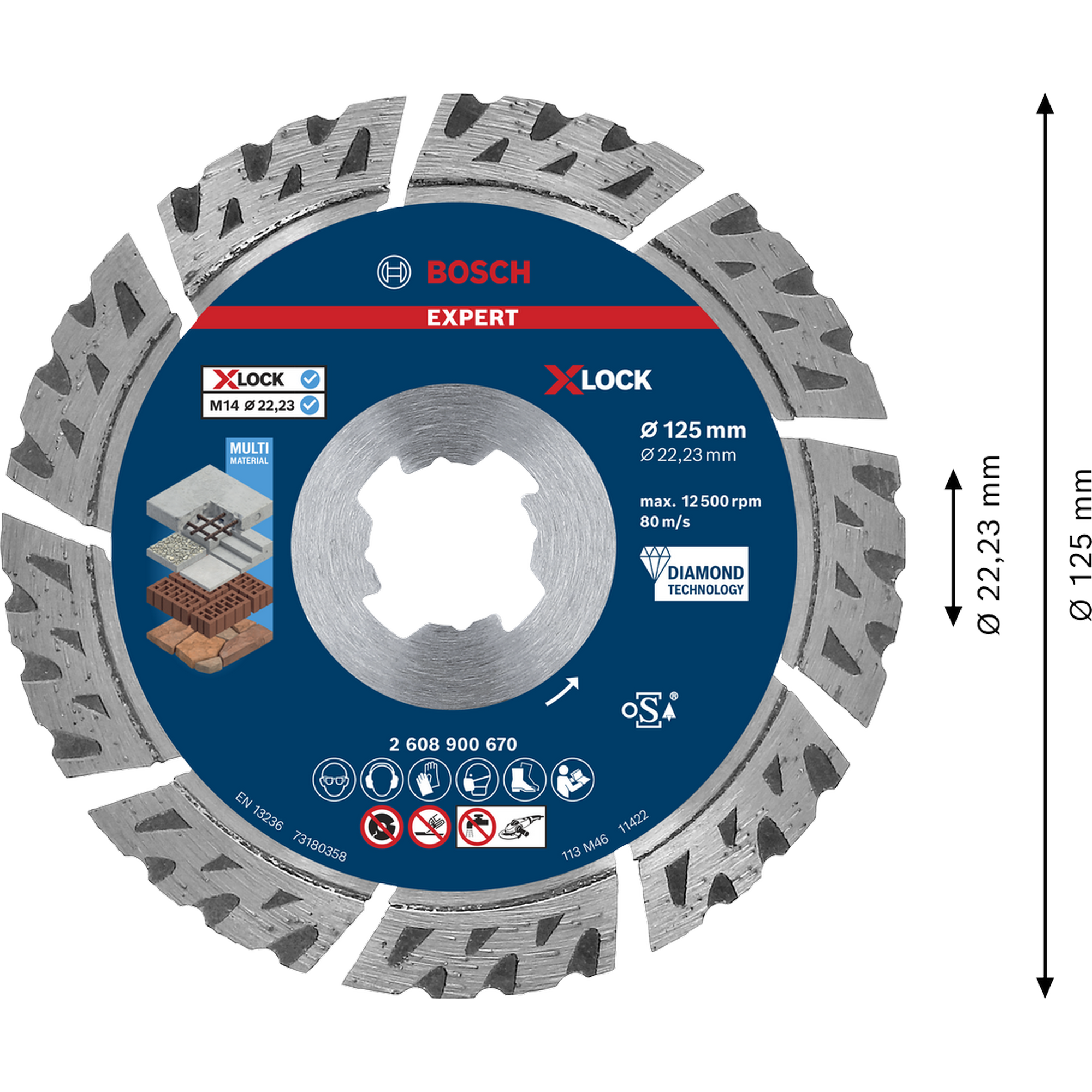 Diamanttrennscheibe 'EXPERT MultiMaterial X-LOCK' Ø 125 mm