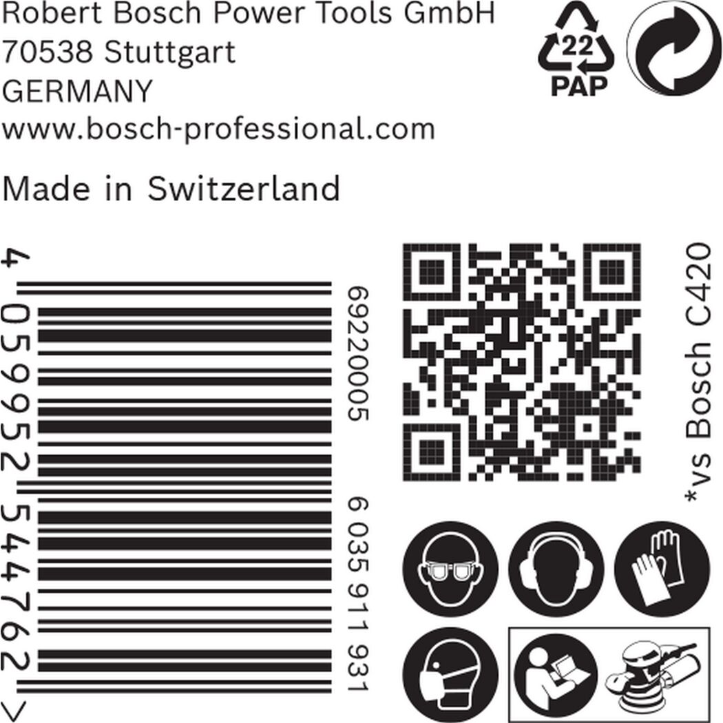 Barcode und QR-Code mit Sicherheitshinweisen. Schleifmaschine.