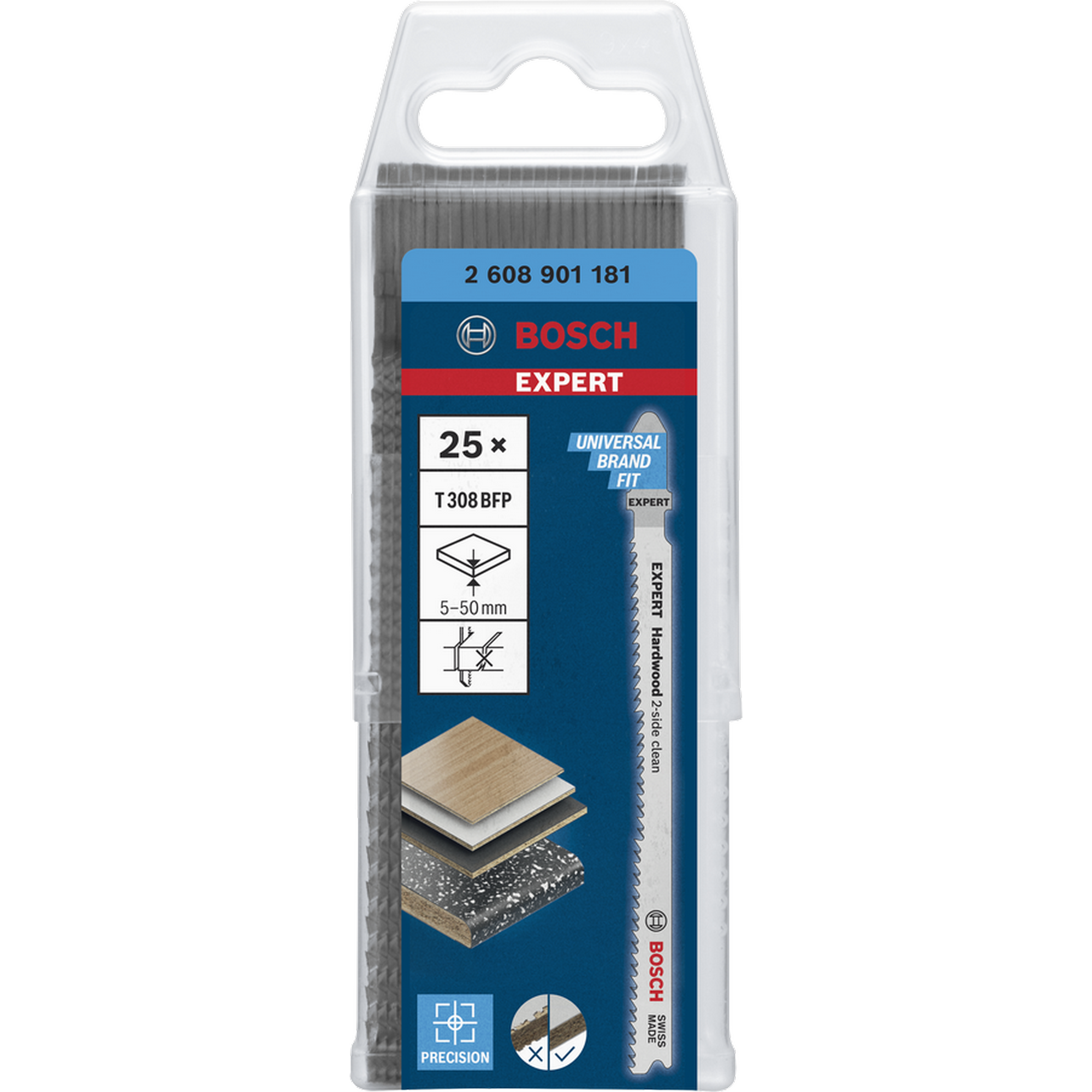 Stichsägeblatt-Set 'Expert Hardwood 2-side clean T308 BFP' 25 Stück