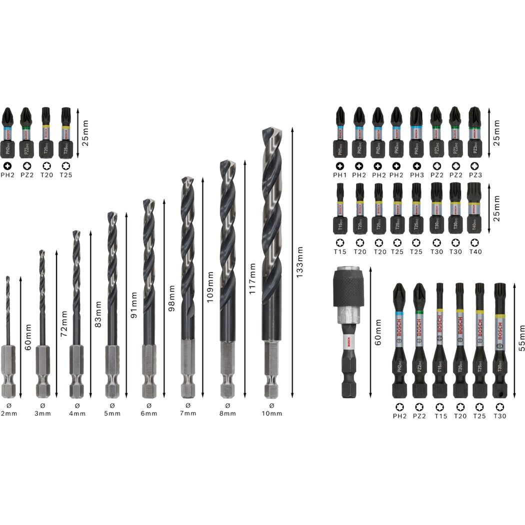 Schrauberbits und Metallbohrer-Set 'Pro Impact Metal' 35-teilig