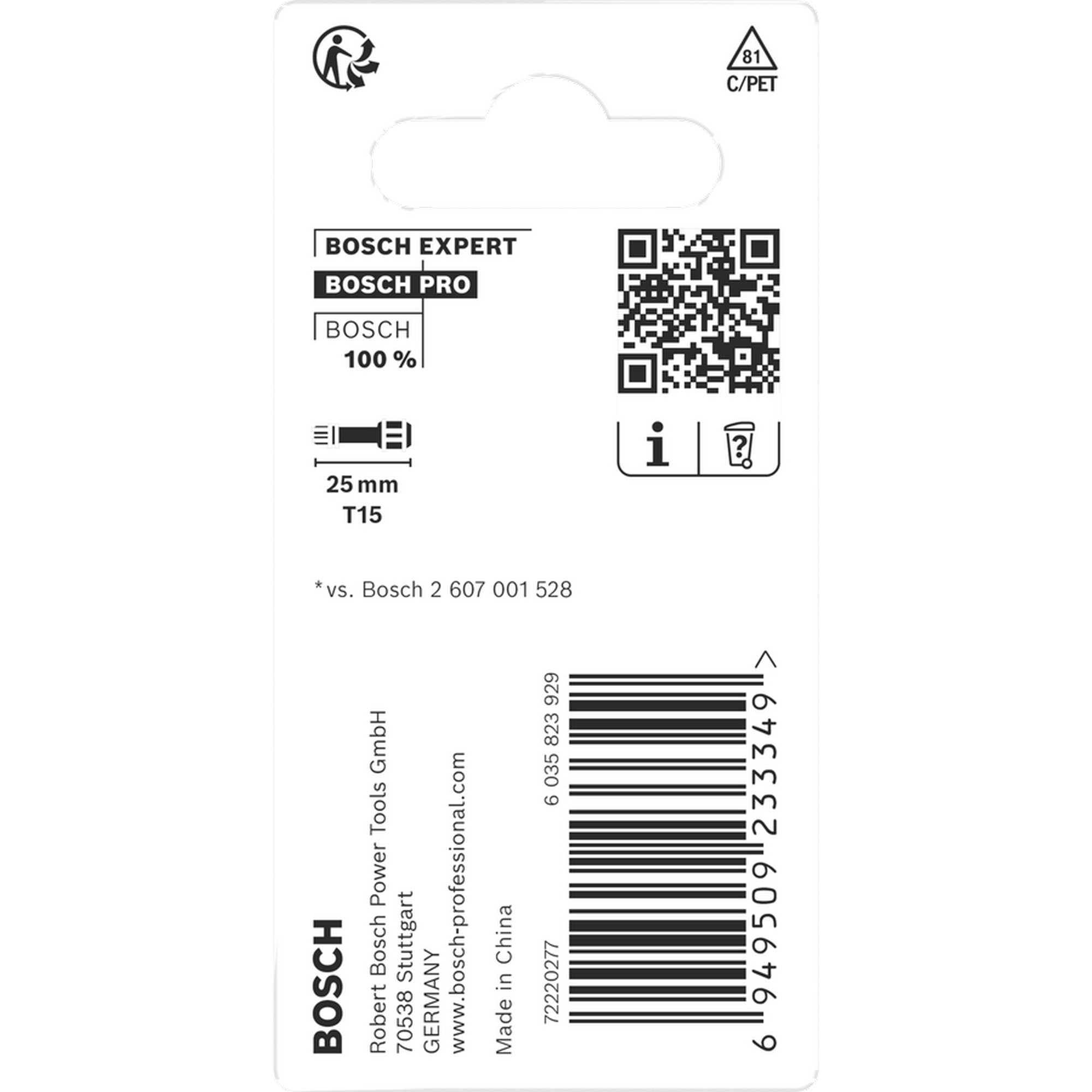 Schrauberbit 'Pro Torx Impact' T15, 25 mm 2-teilig