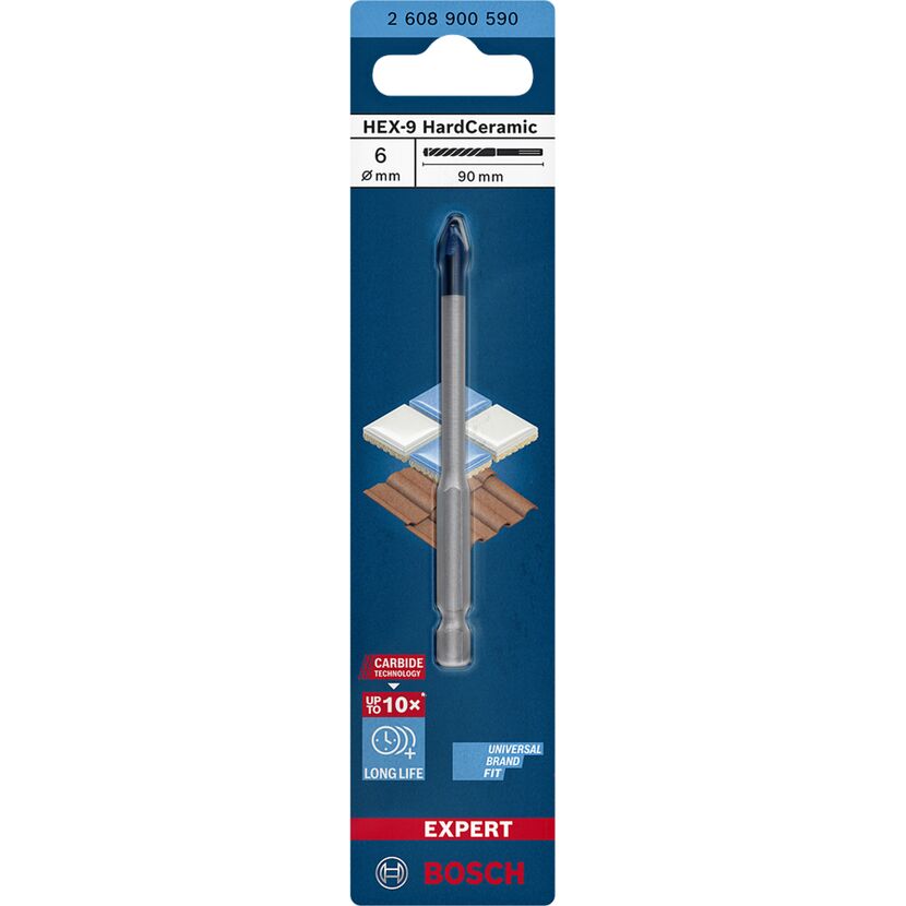 HardCeramic Bohrer 'EXPERT HEX-9' 6 x 90 mm
