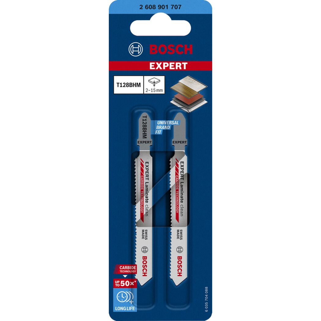 Stichsägeblatt 'Expert Laminate Clean T128BHM' 92 mm, 2 Stück
