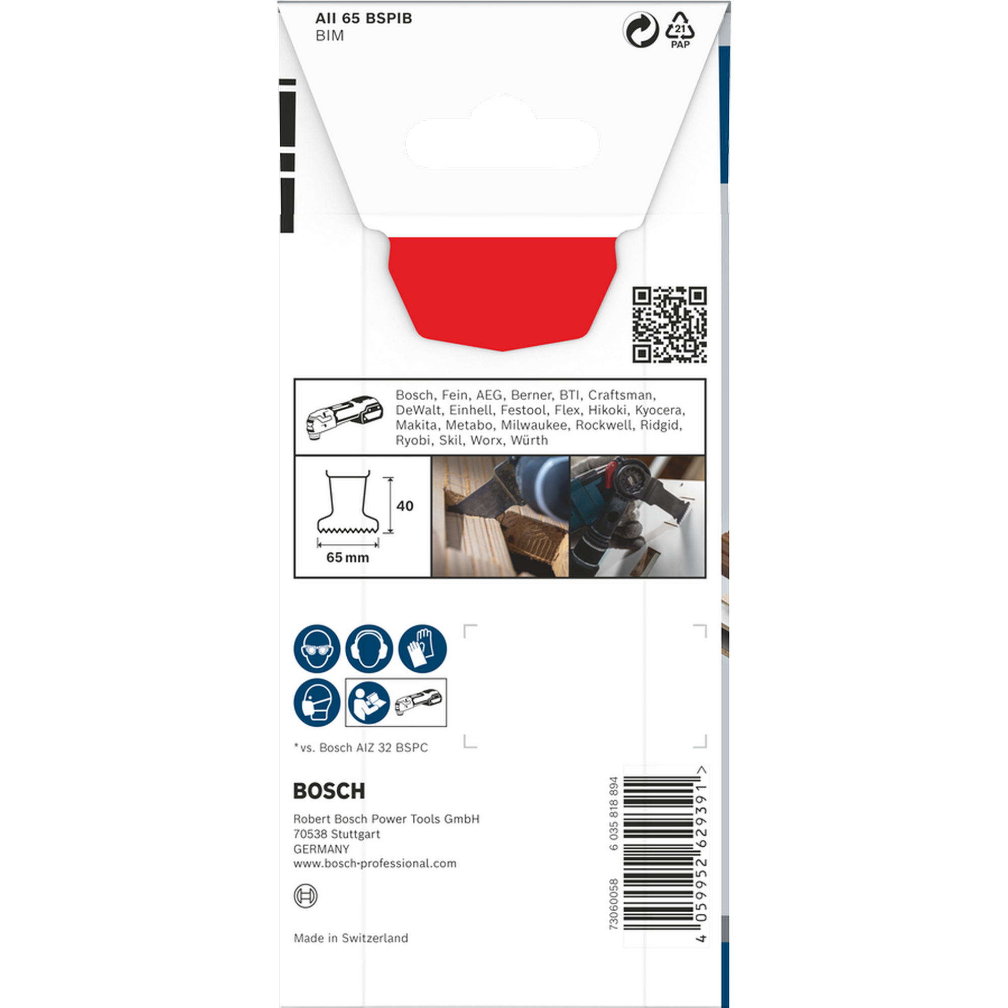 Sägeblatt für Multifunktionswerkzeuge 'PRO AII 65 BSPIB' 65 x 40 mm