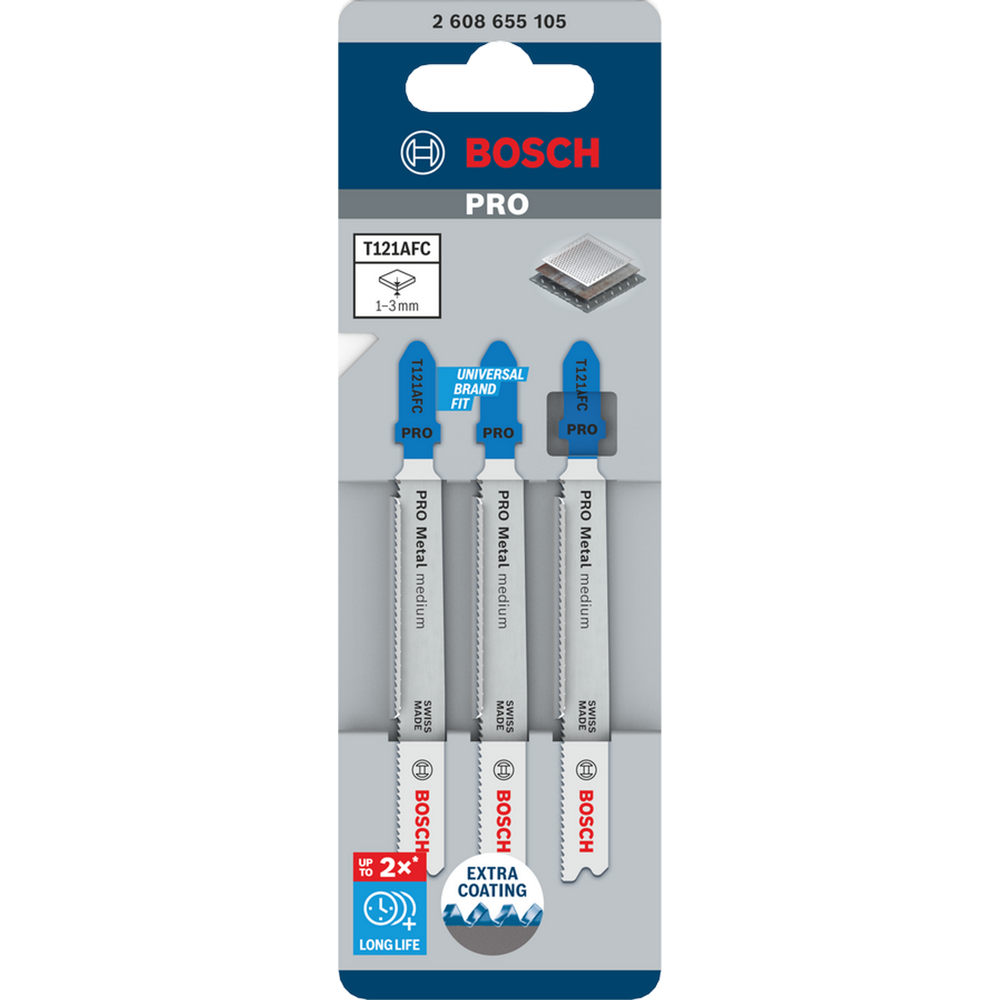 Stichsägeblatt 'Pro Metal medium T121AFC' 92 mm, 3 Stück