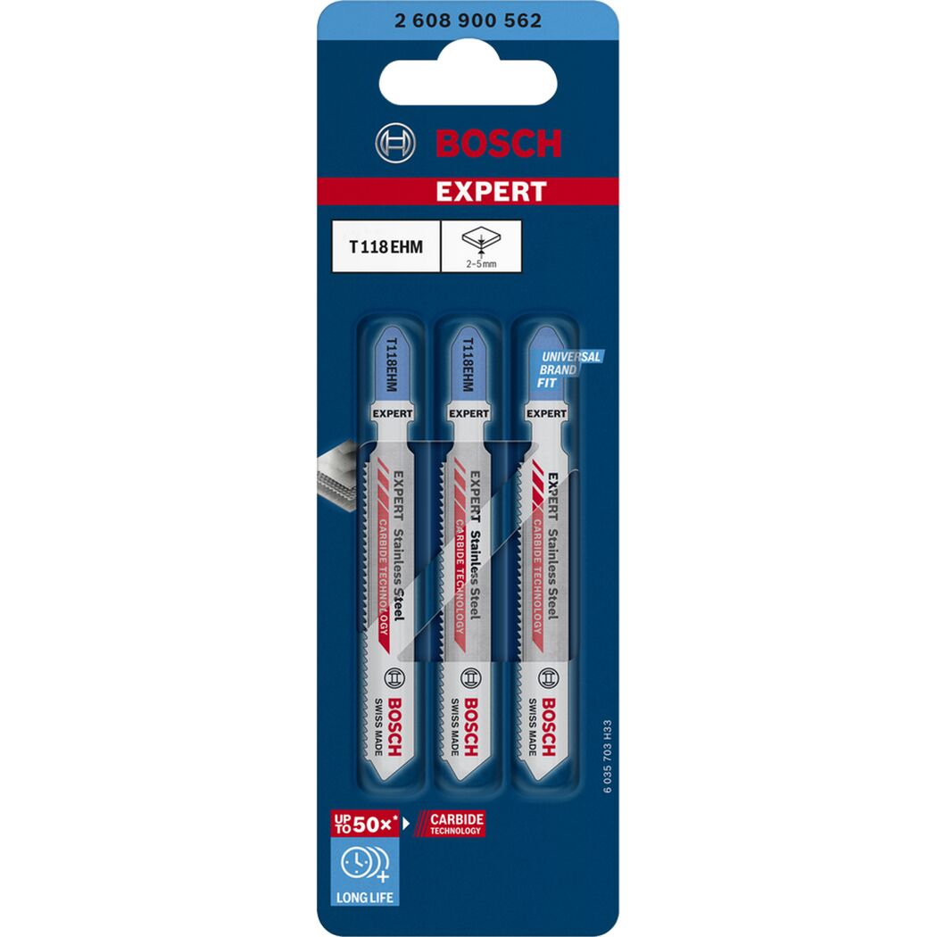 Stichsägeblatt 'Expert Stainless Steel T118 EHM' 3 Stück
