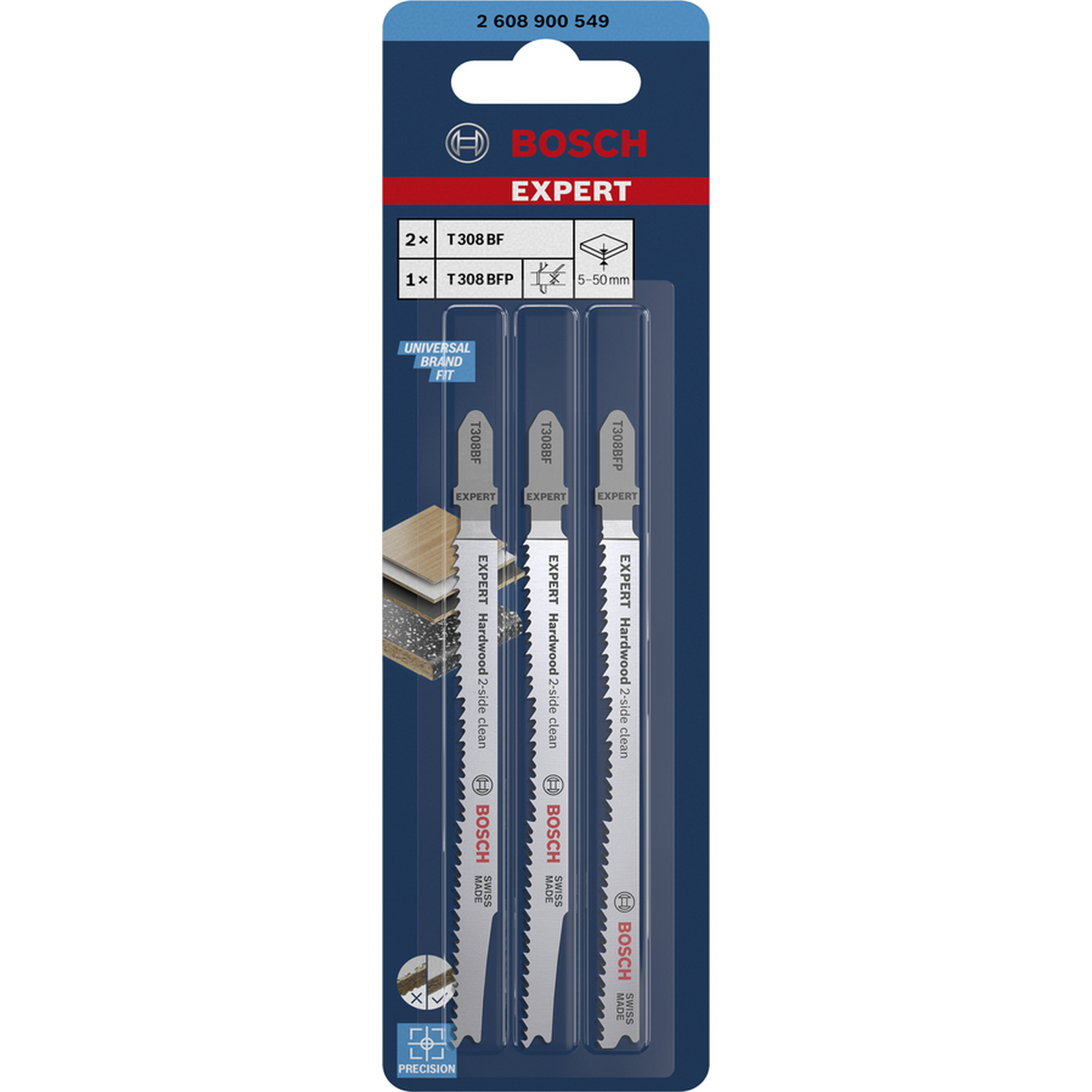 Stichsägeblatt-Set 'Expert Hardwood 2-side clean T308BF/BFP' 2-teilig