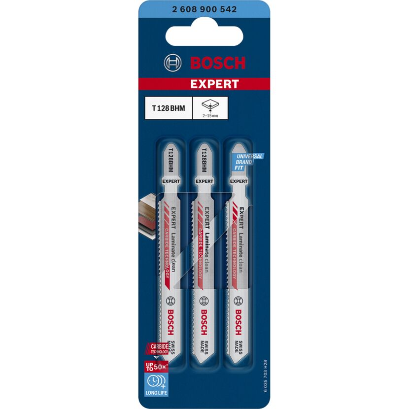 Stichsägeblatt 'Expert Laminate Clean T128 BHM' 3 Stück