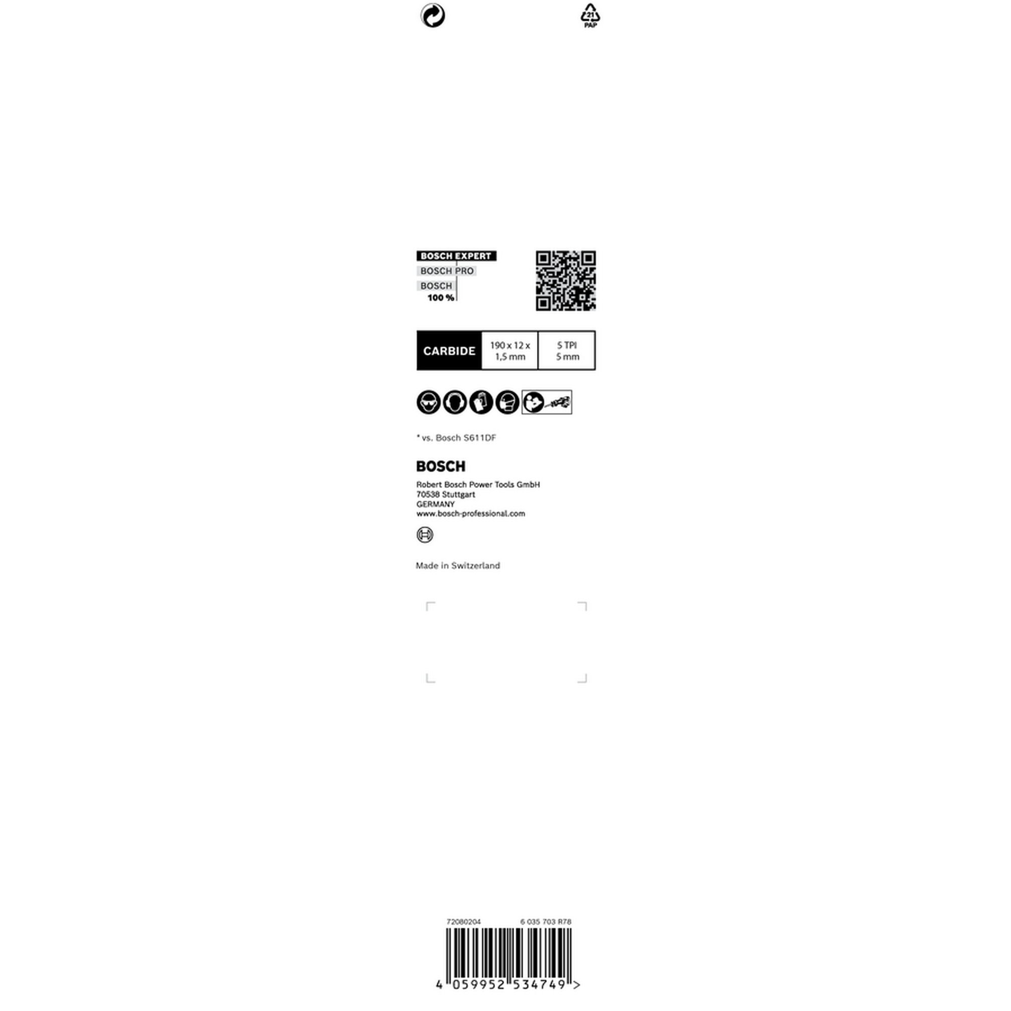 Säbelsägeblatt 'Expert Wood with Metal S715 LHM' 190 mm