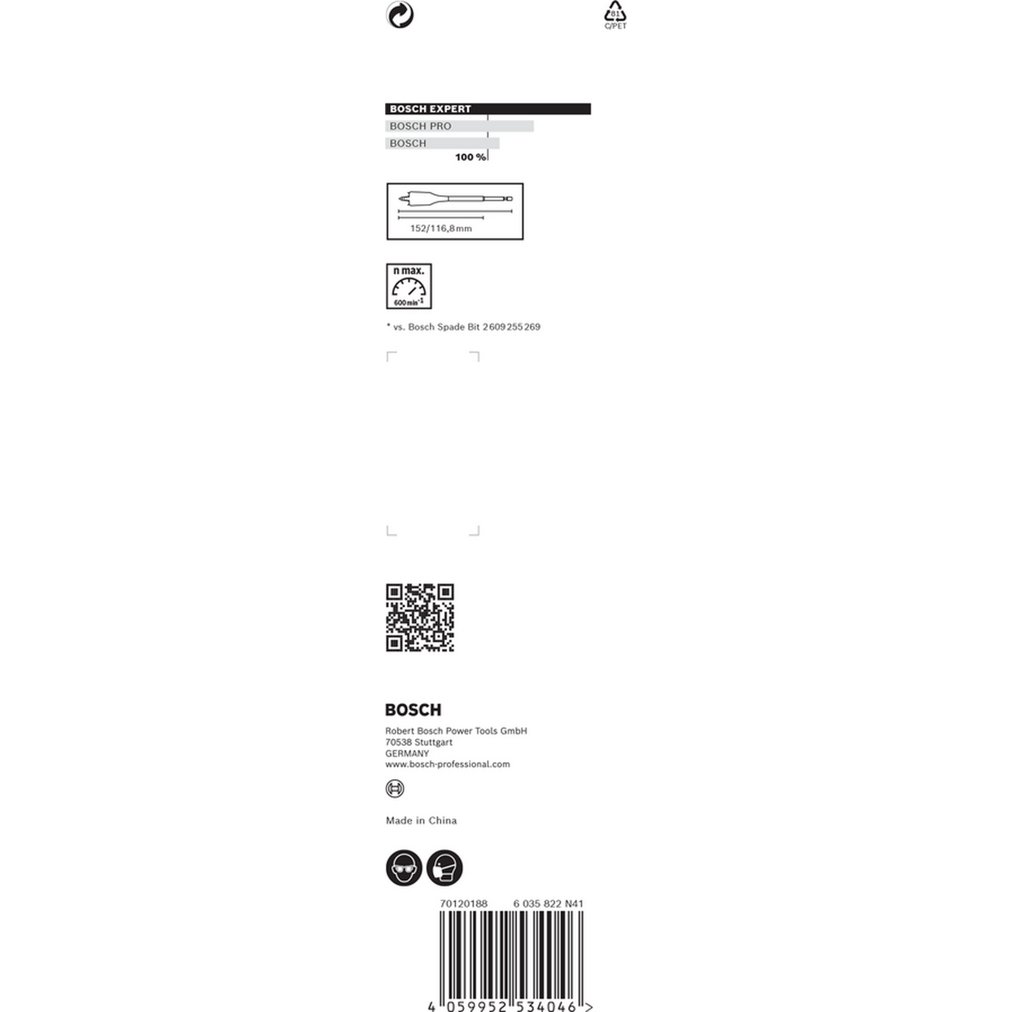 Flachfräsbohrer 'EXPERT Self Cut Speed' 40 x 152 mm