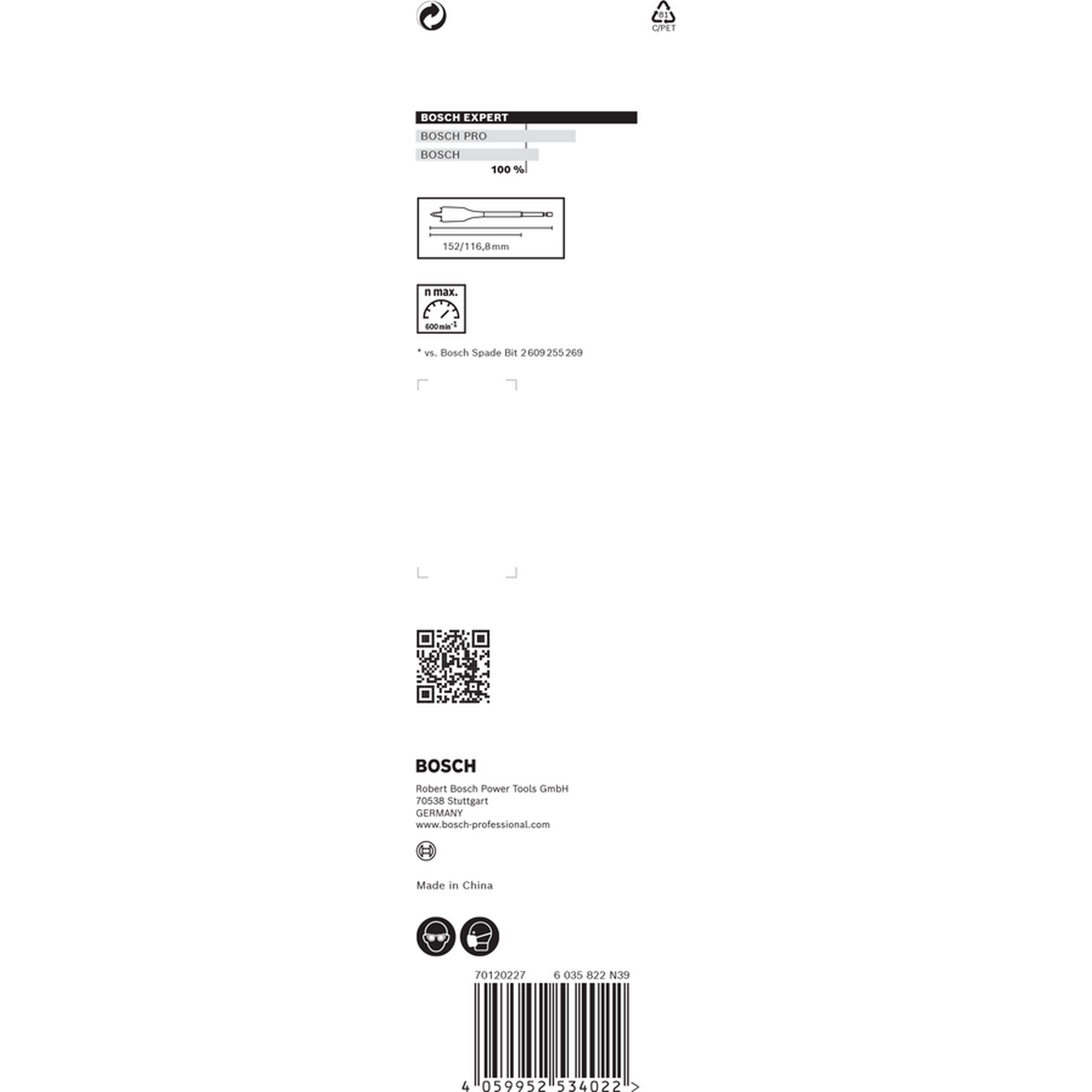 Flachfräsbohrer 'EXPERT Self Cut Speed' 36 x 152 mm