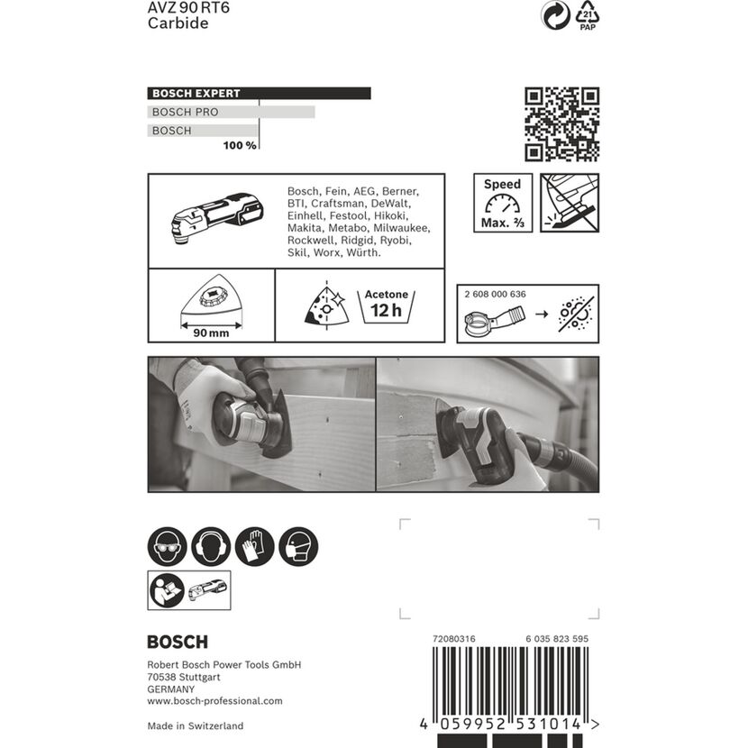 Blatt für Multifunktionswerkzeuge 'EXPERT Sanding Plate AVZ 90 RT6' Ø 90 mm