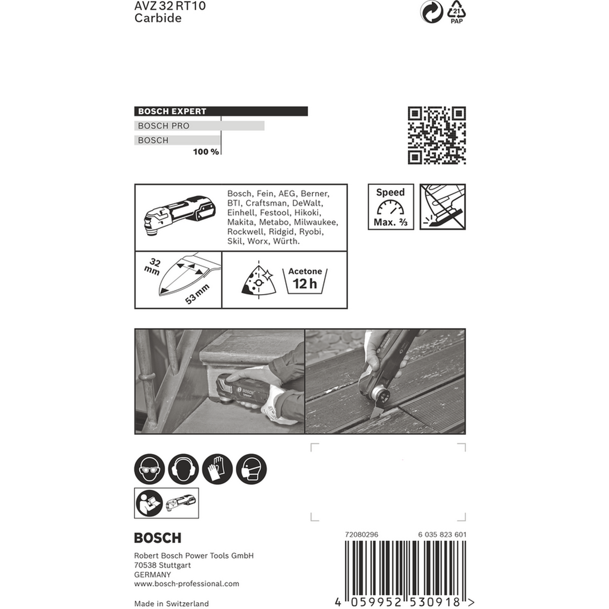 Schleifplatte für Multifunktionswerkzeuge 'EXPERT Sanding Finger Fine AVZ 32 RT10' 32 x 53 mm