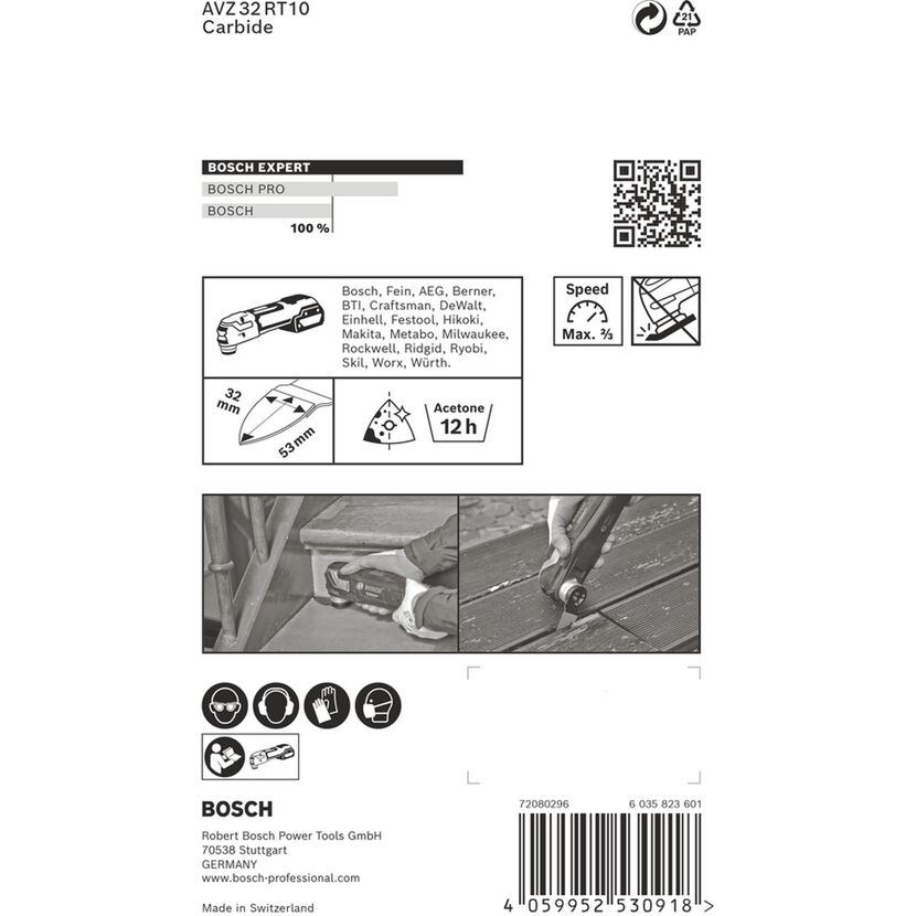 Schleifplatte für Multifunktionswerkzeuge 'EXPERT Sanding Finger Fine AVZ 32 RT10' 32 x 53 mm