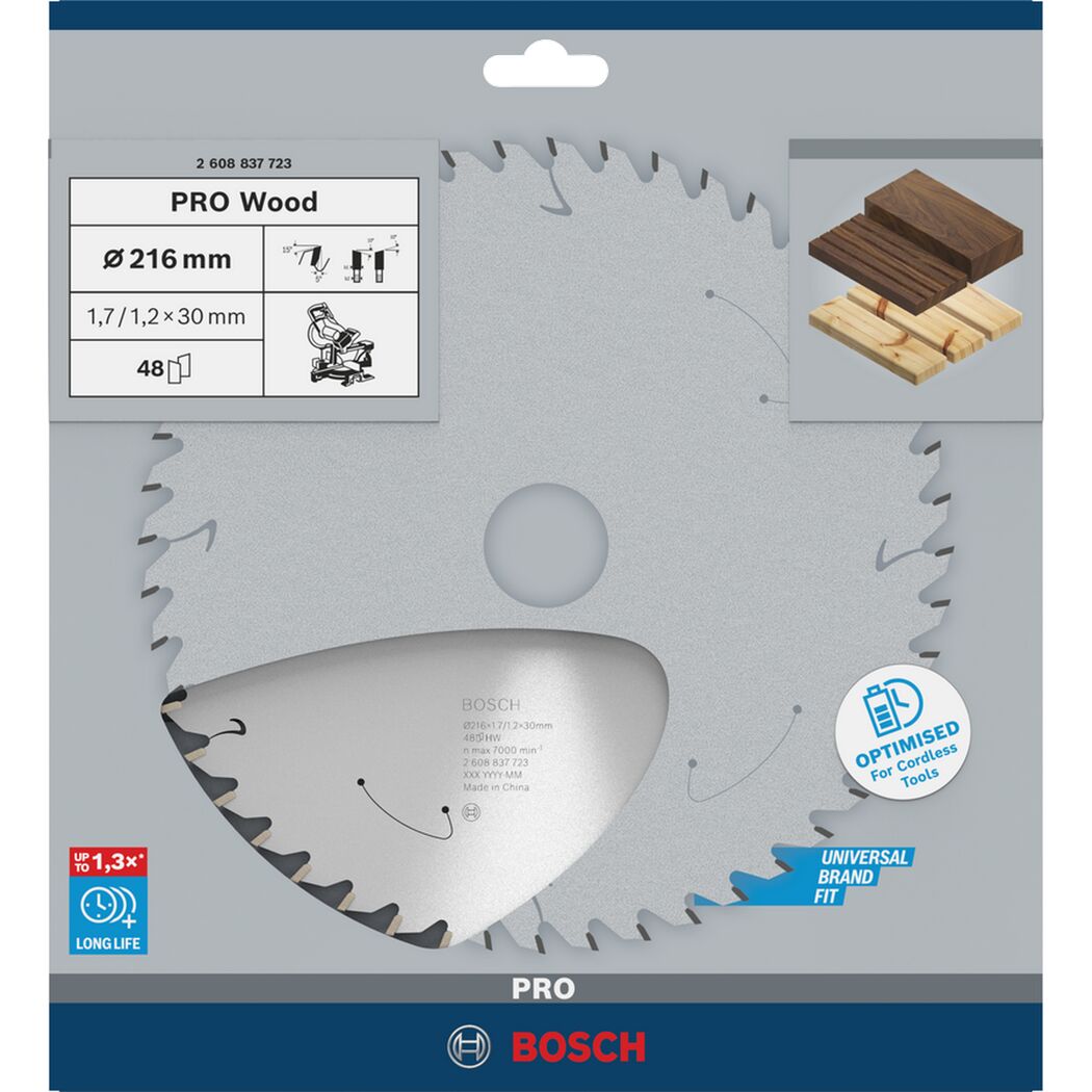 Kreissägeblatt 'Pro Wood cordless' Ø 216 mm, 48 Zähne