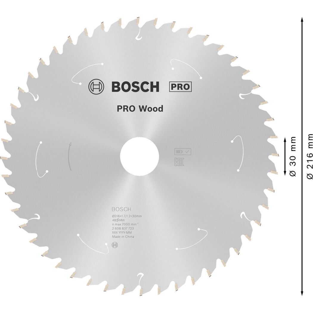 Kreissägeblatt 'Pro Wood cordless' Ø 216 mm, 48 Zähne