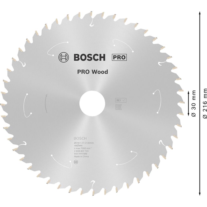 Kreissägeblatt 'Pro Wood cordless' Ø 216 mm, 48 Zähne