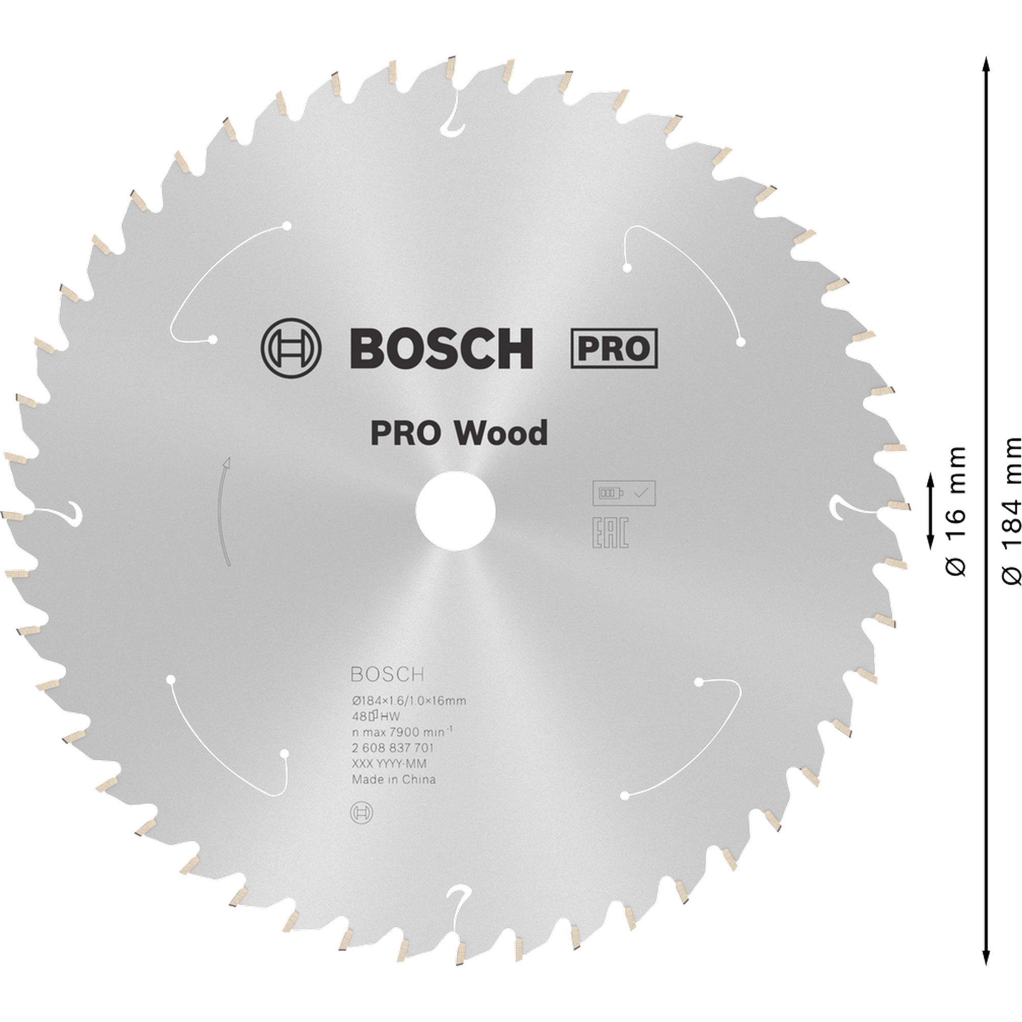 Kreissägeblatt 'Pro Wood cordless' Ø 184 mm, 48 Zähne
