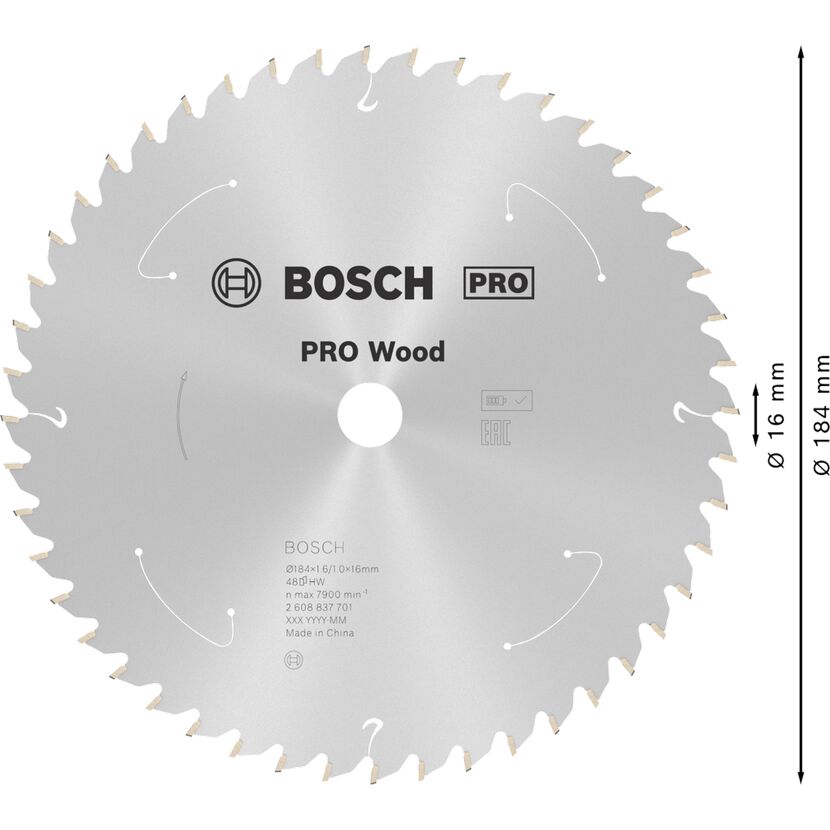 Kreissägeblatt 'Pro Wood cordless' Ø 184 mm, 48 Zähne