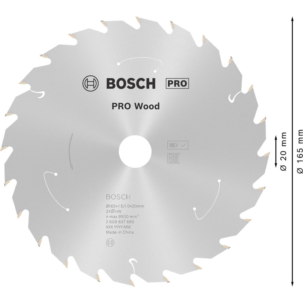 Kreissägeblatt 'Pro Wood cordless' Ø 165 mm, 24 Zähne