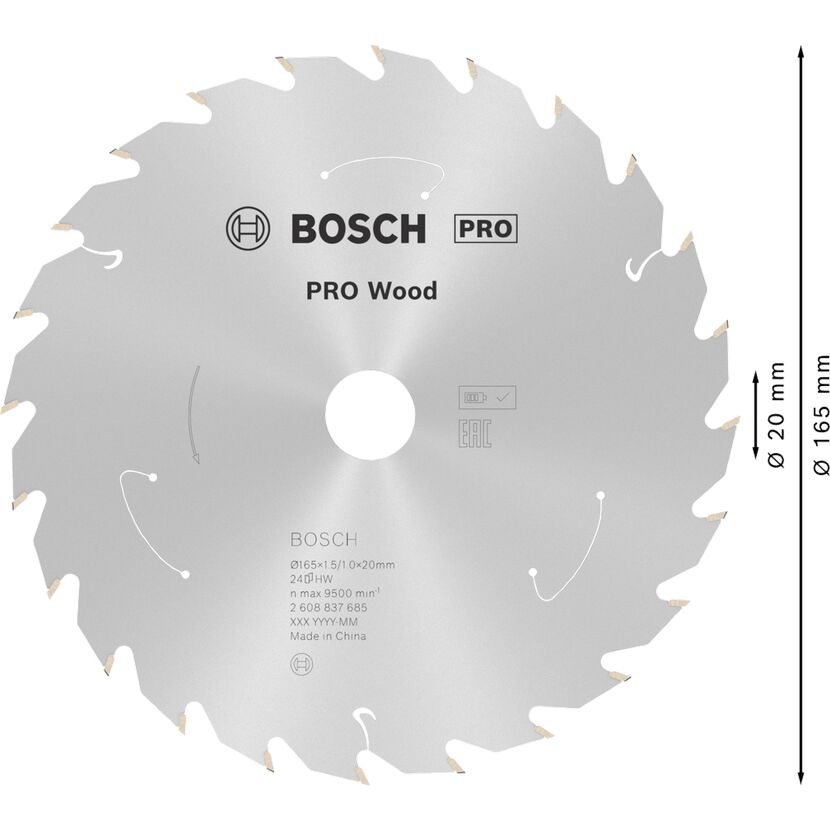 Kreissägeblatt 'Pro Wood cordless' Ø 165 mm, 24 Zähne