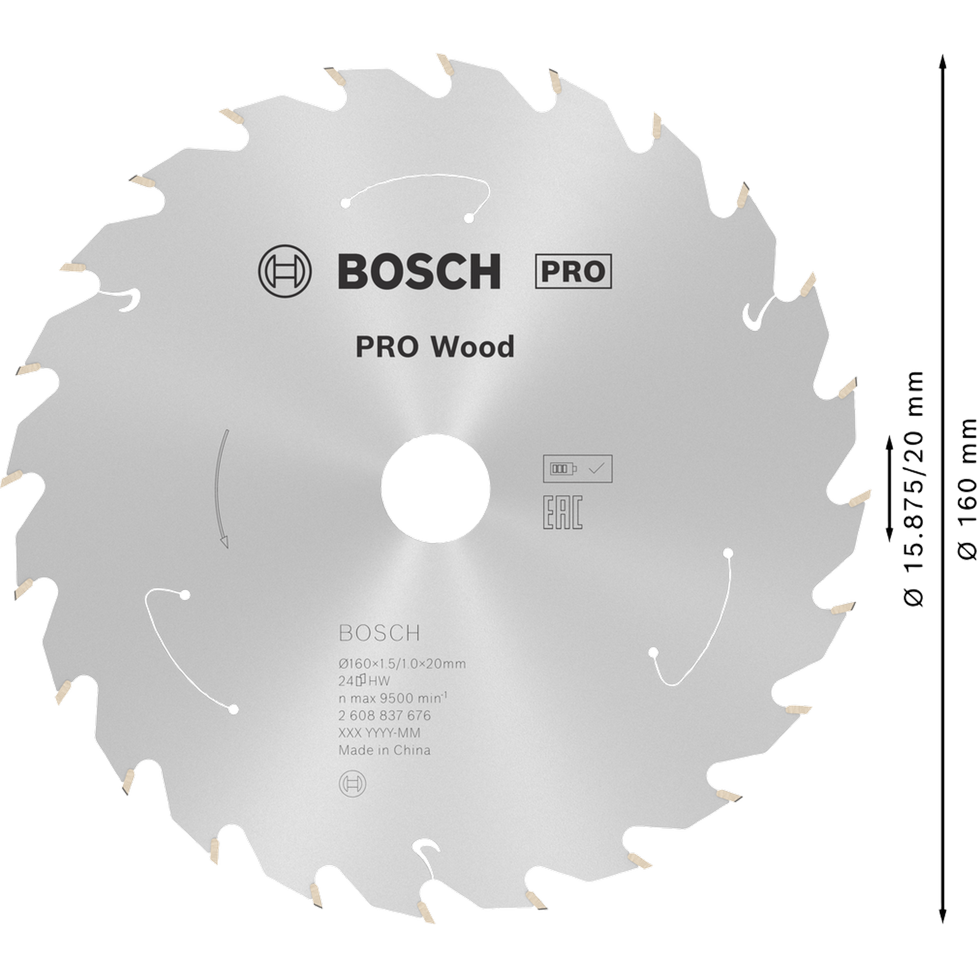 Kreissägeblatt 'Pro Wood cordless' Ø 160 mm, 24 Zähne