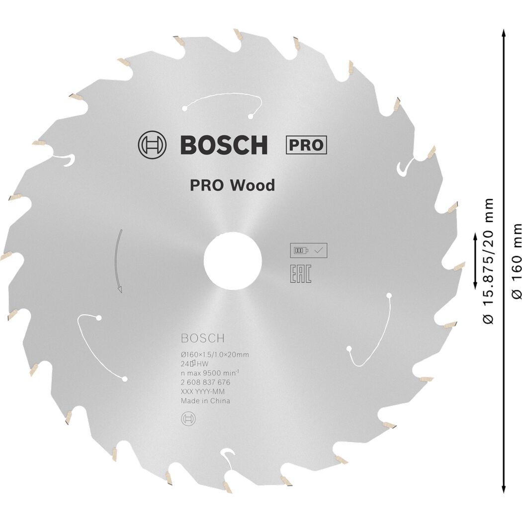 Kreissägeblatt 'Pro Wood cordless' Ø 160 mm, 24 Zähne