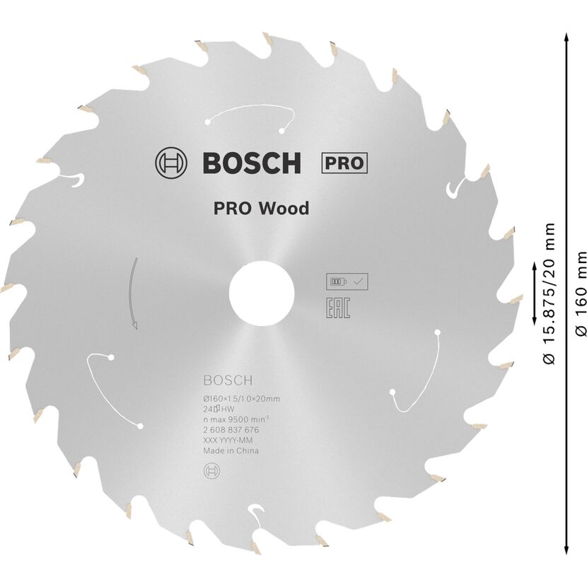 Kreissägeblatt 'Pro Wood cordless' Ø 160 mm, 24 Zähne