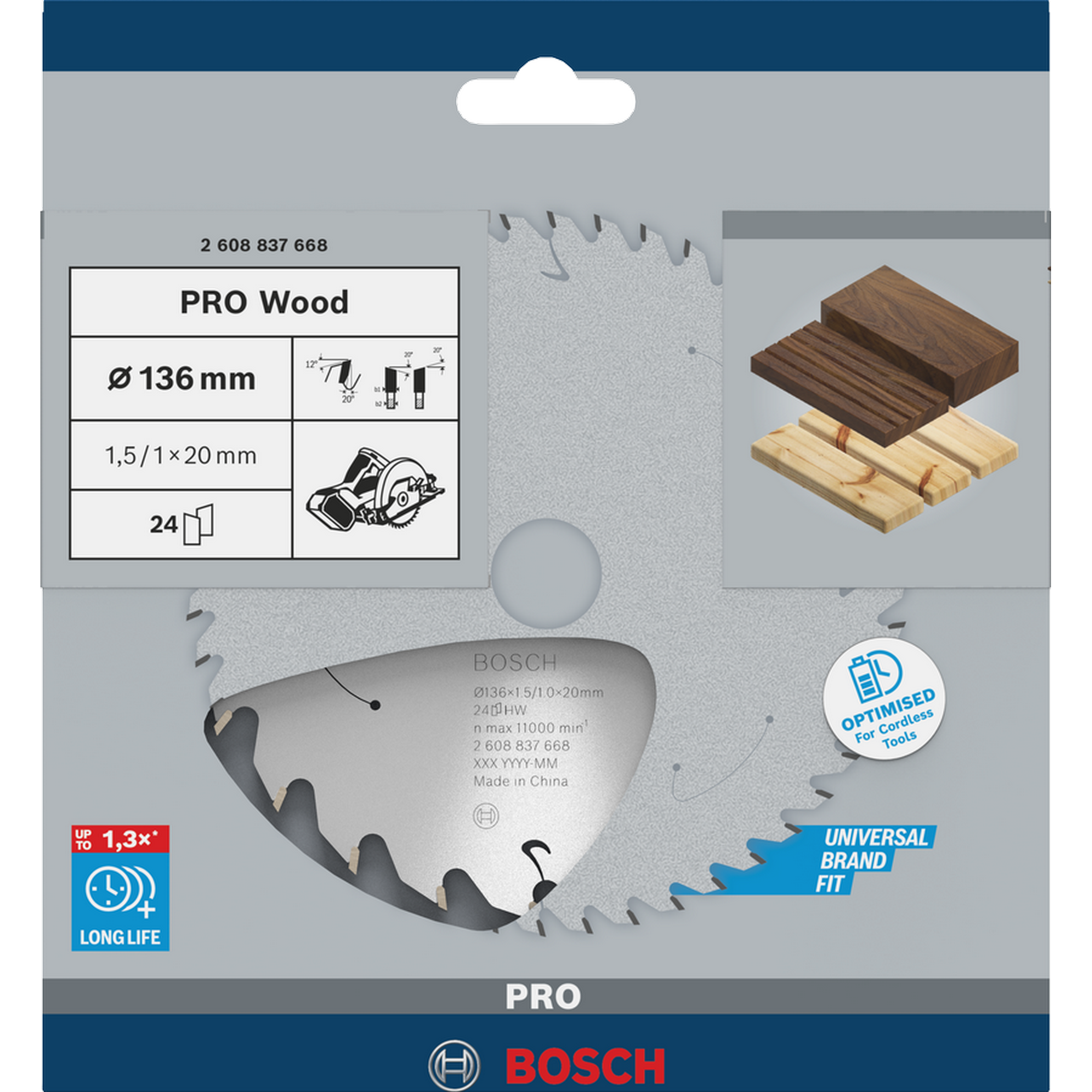 Kreissägeblatt 'Pro Wood cordless' Ø 136 mm, 24 Zähne
