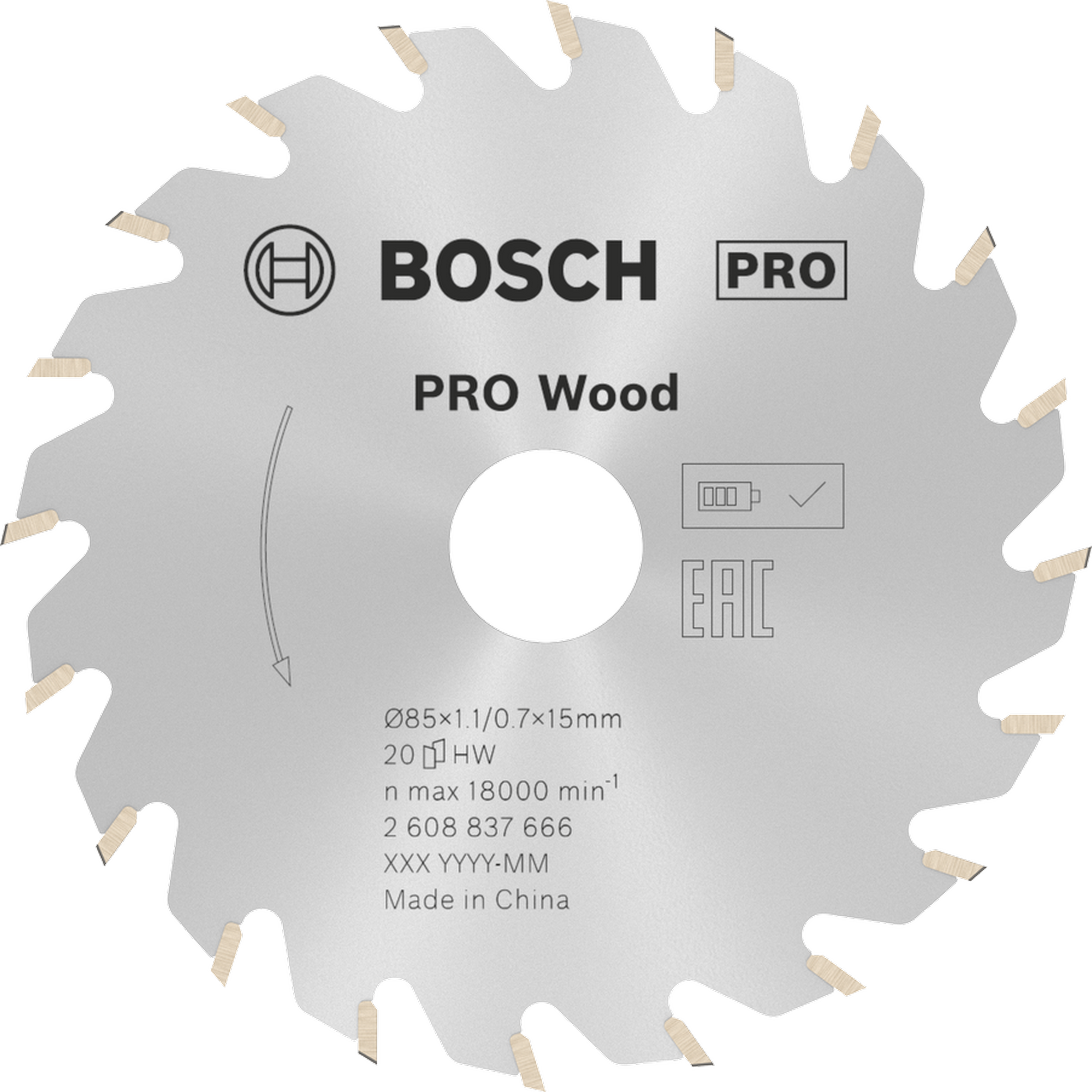 Kreissägeblatt 'Pro Wood cordless' Ø 85mm, 20 Zähne