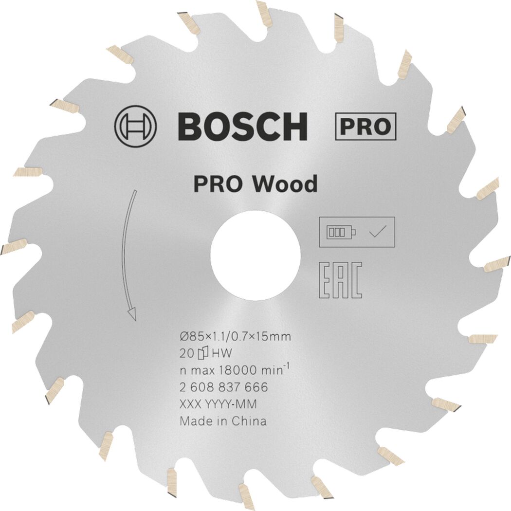 Kreissägeblatt 'Pro Wood cordless' Ø 85mm, 20 Zähne